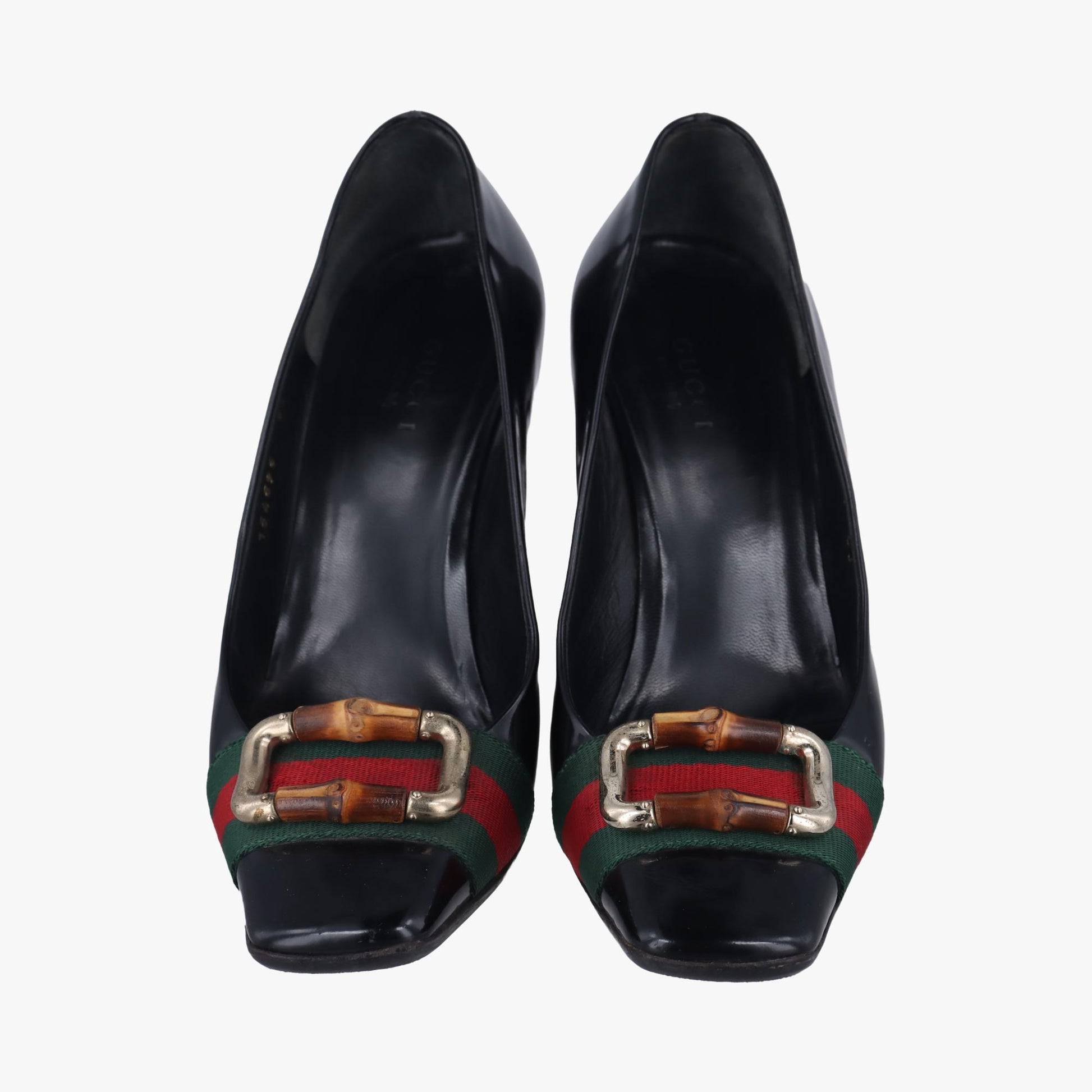 グッチ Gucci ハイヒール/パンプス レディース ウェブバンブーバックル ブラック パテント 154595 