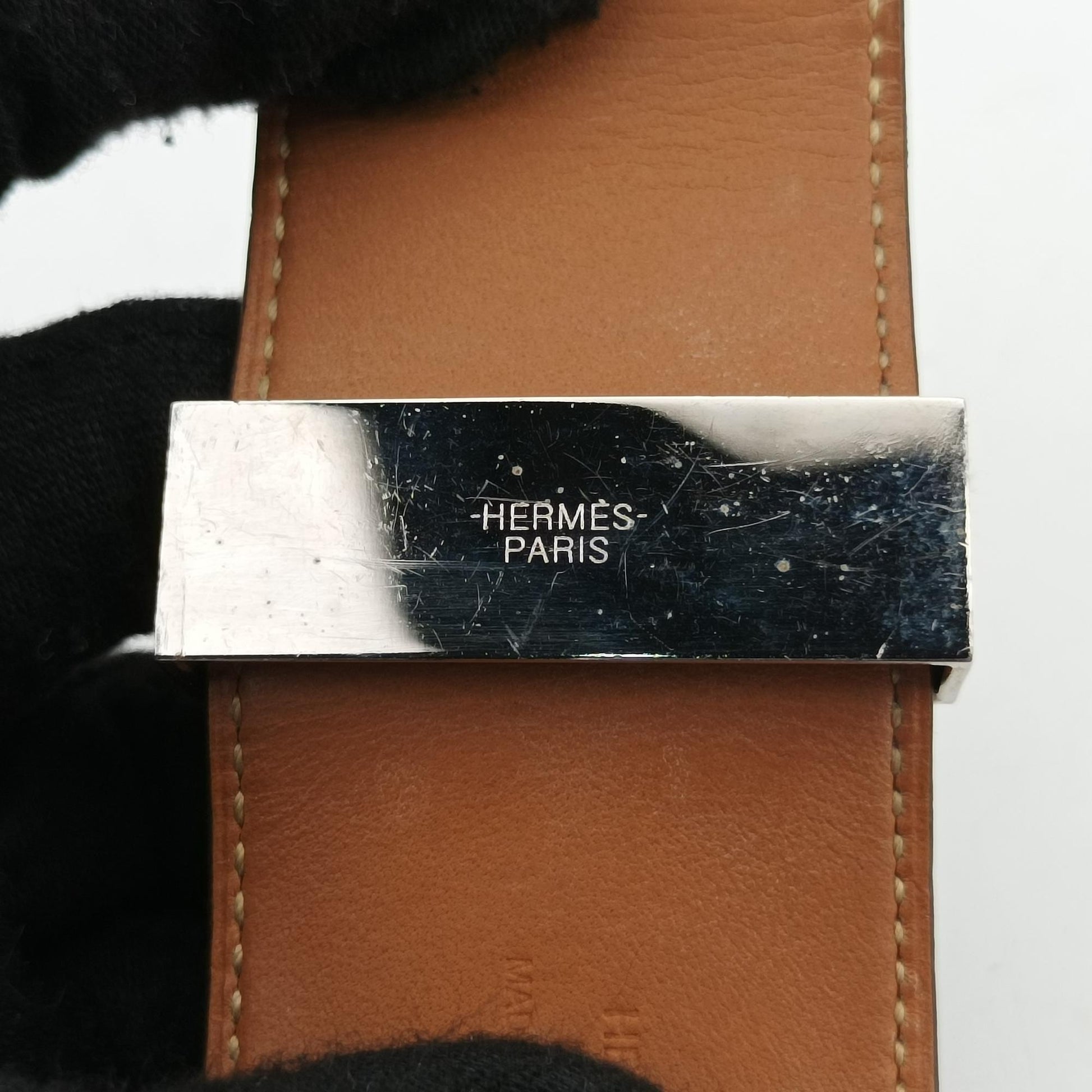 エルメス Hermes ブレスレット レディース コリエ　ド　シアン ブラウン×シルバー GP×レザー S SI□Qと記載有り