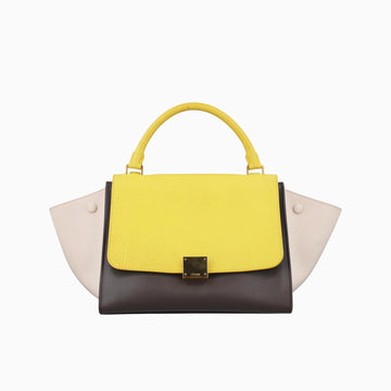 セリーヌ Celine ショルダーバッグ レディース トラペーズスモール アイボリー×ブラウン×イエロー レザー S-MP-4194