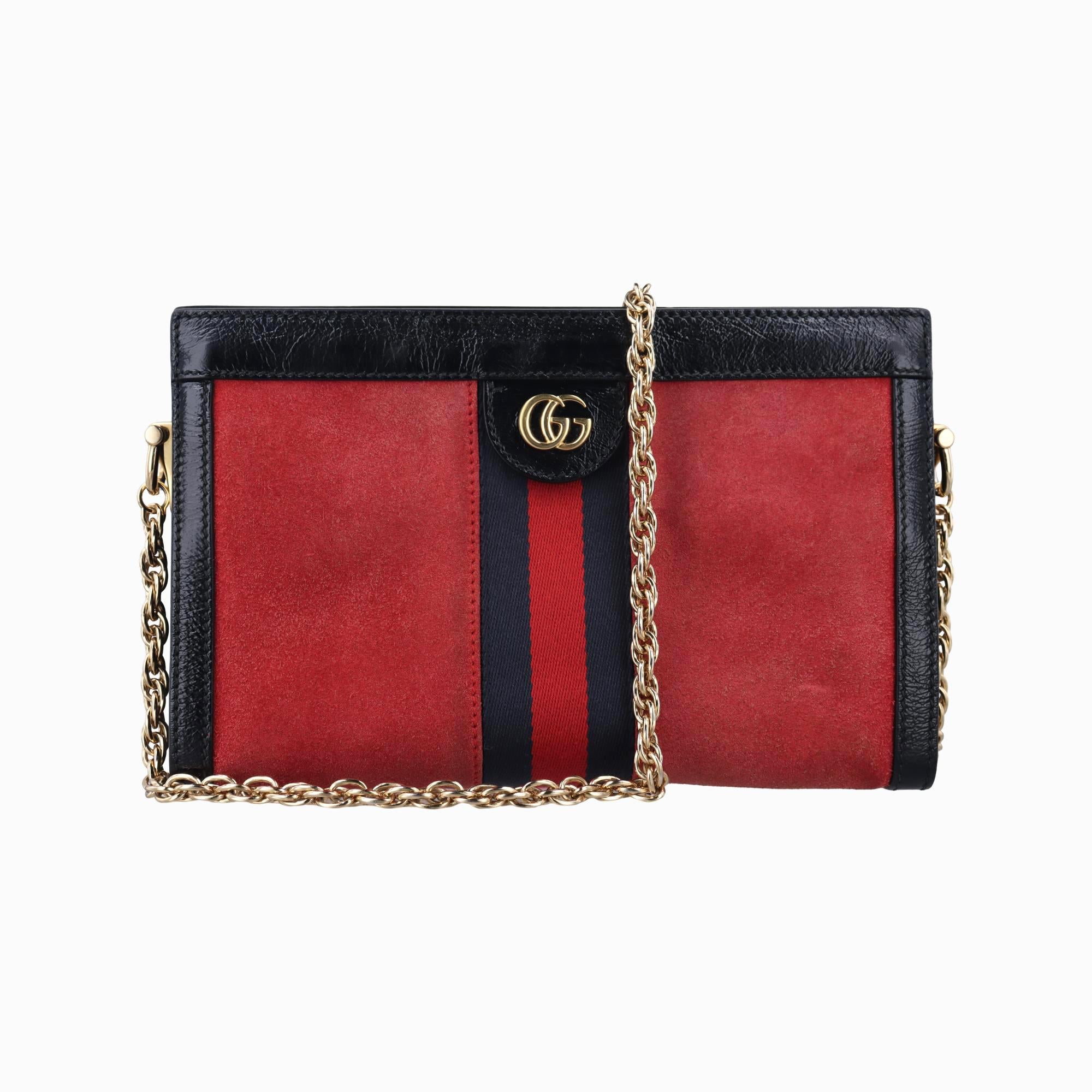 グッチ Gucci ショルダーバッグ レディース オフィディア レッド×ブラック スエード×レザー 503877 D024880036