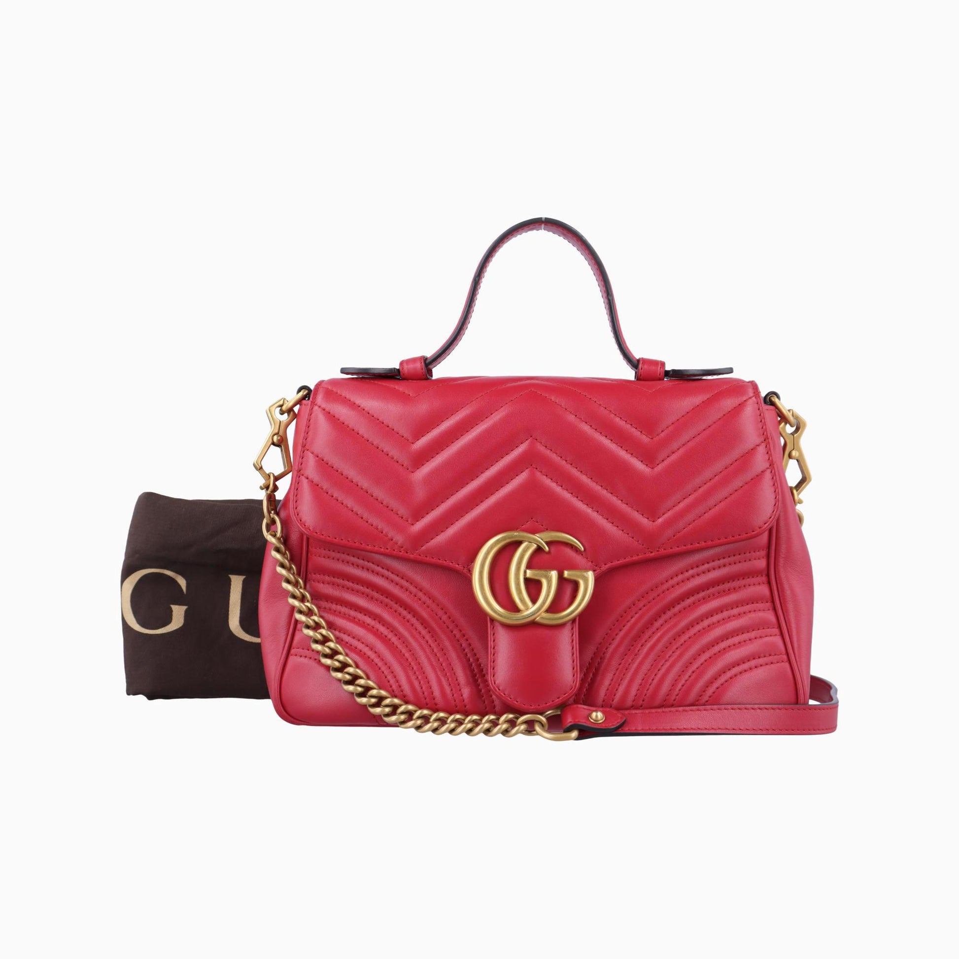 グッチ Gucci ショルダーバッグ レディース GGマーモント レッド レザー 498110 I024259549