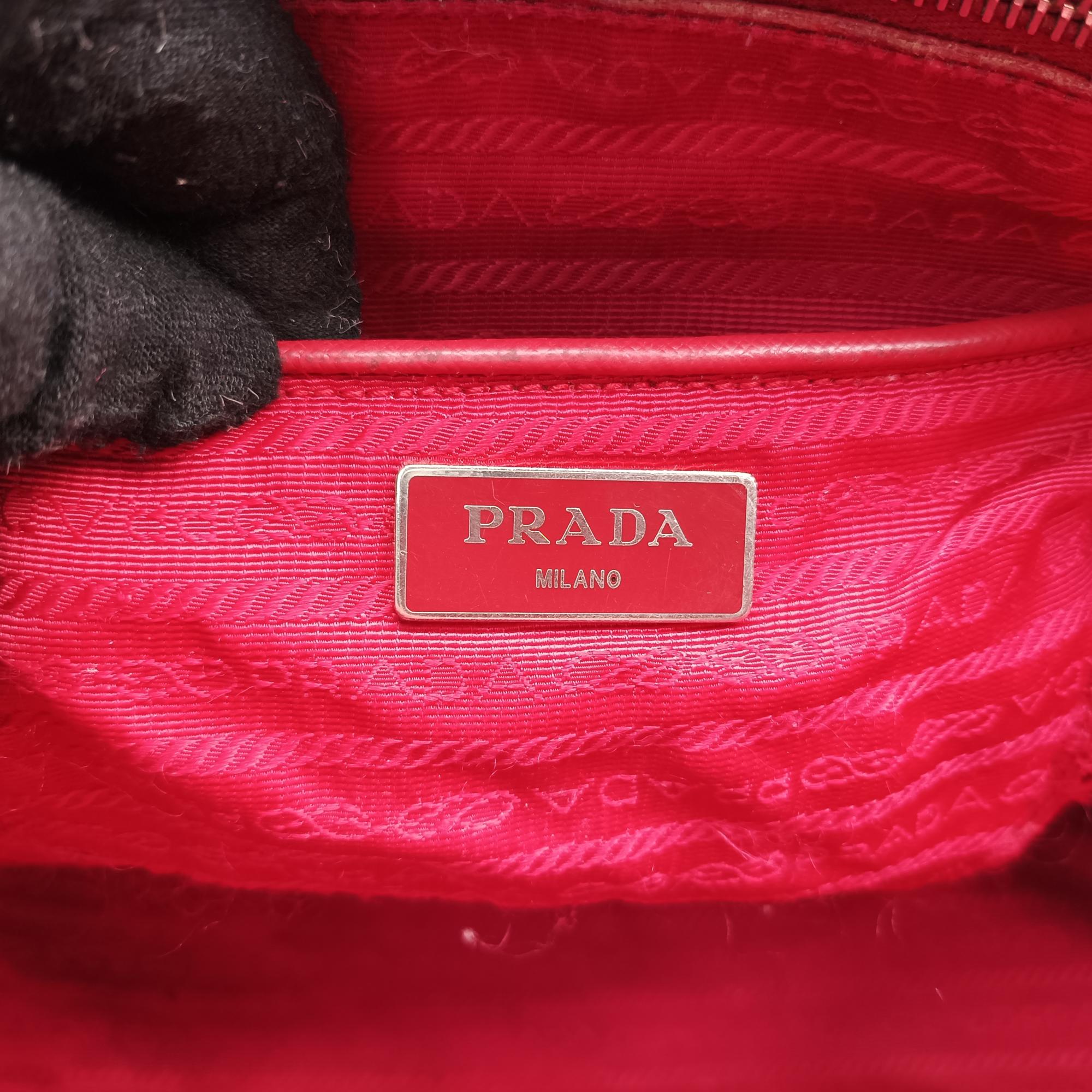 プラダ Prada ハンドバッグ レディース ヴェルニス パラボレ レッド サフィアーノレザー