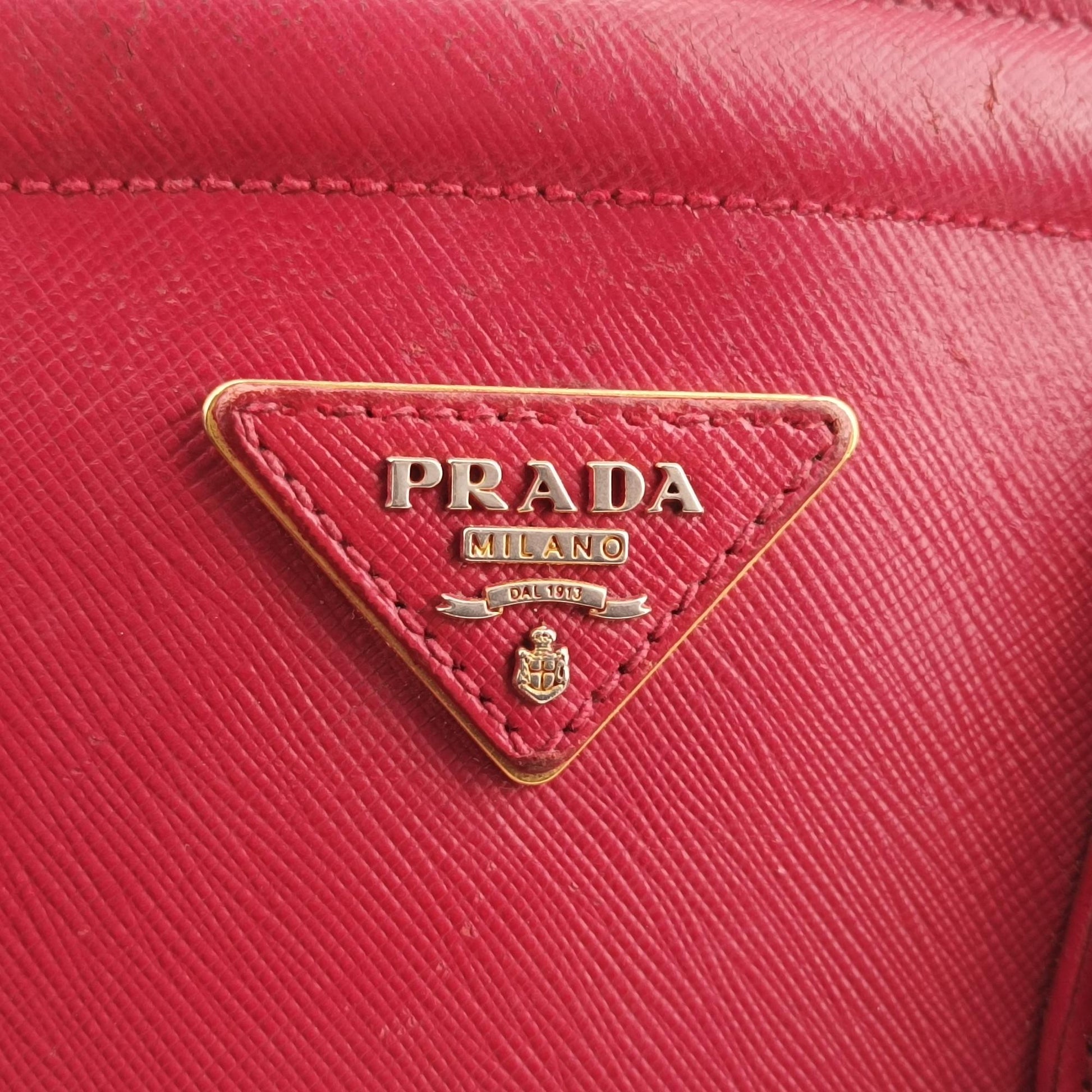 プラダ Prada ハンドバッグ レディース ヴェルニス パラボレ レッド サフィアーノレザー