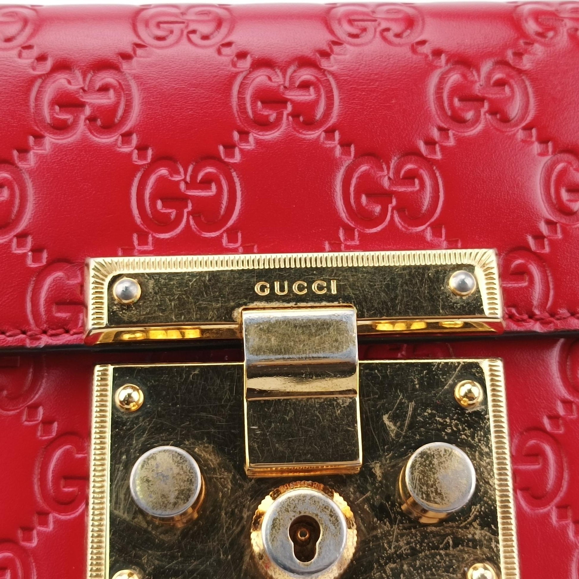 グッチ Gucci ショルダーバッグ レディース パドロック レッド レザー 409487 F019833088