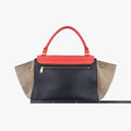 セリーヌ Celine ショルダーバッグ レディース トラペーズミディアム レッド×ブラック×ベージュ レザー×スエード F-CU-0154