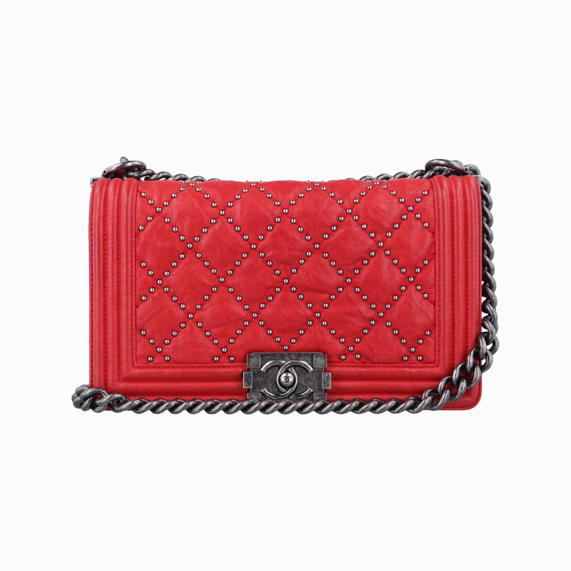 シャネル Chanel ショルダーバッグ レディース ボーイシャネル レッド ラムスキン A67086 21420092