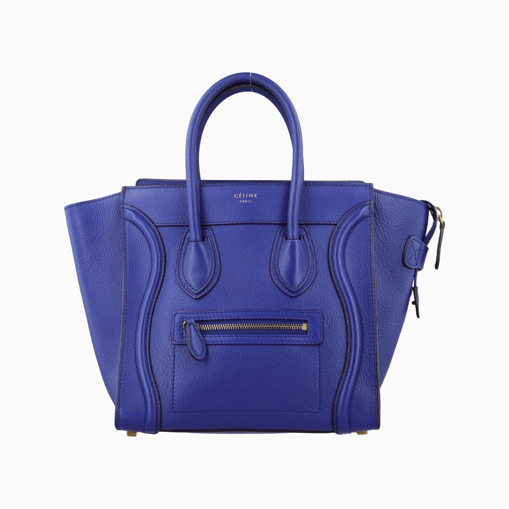 セリーヌ Celine ハンドバッグ レディース ラゲージマイクロショッパー ブルー レザー S-AT-1113 S-CU-1113