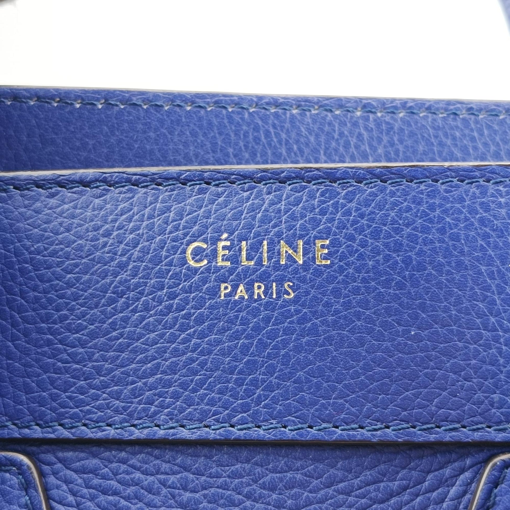 セリーヌ Celine ハンドバッグ レディース ラゲージマイクロショッパー ブルー レザー S-AT-1113 S-CU-1113