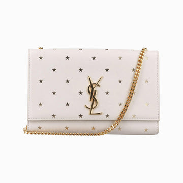 イヴサンローラン Yves saint Laurent ショルダーバッグ レディース ケイト　スター　プリント ホワイト×ゴールド レザー YSL.364021.0319