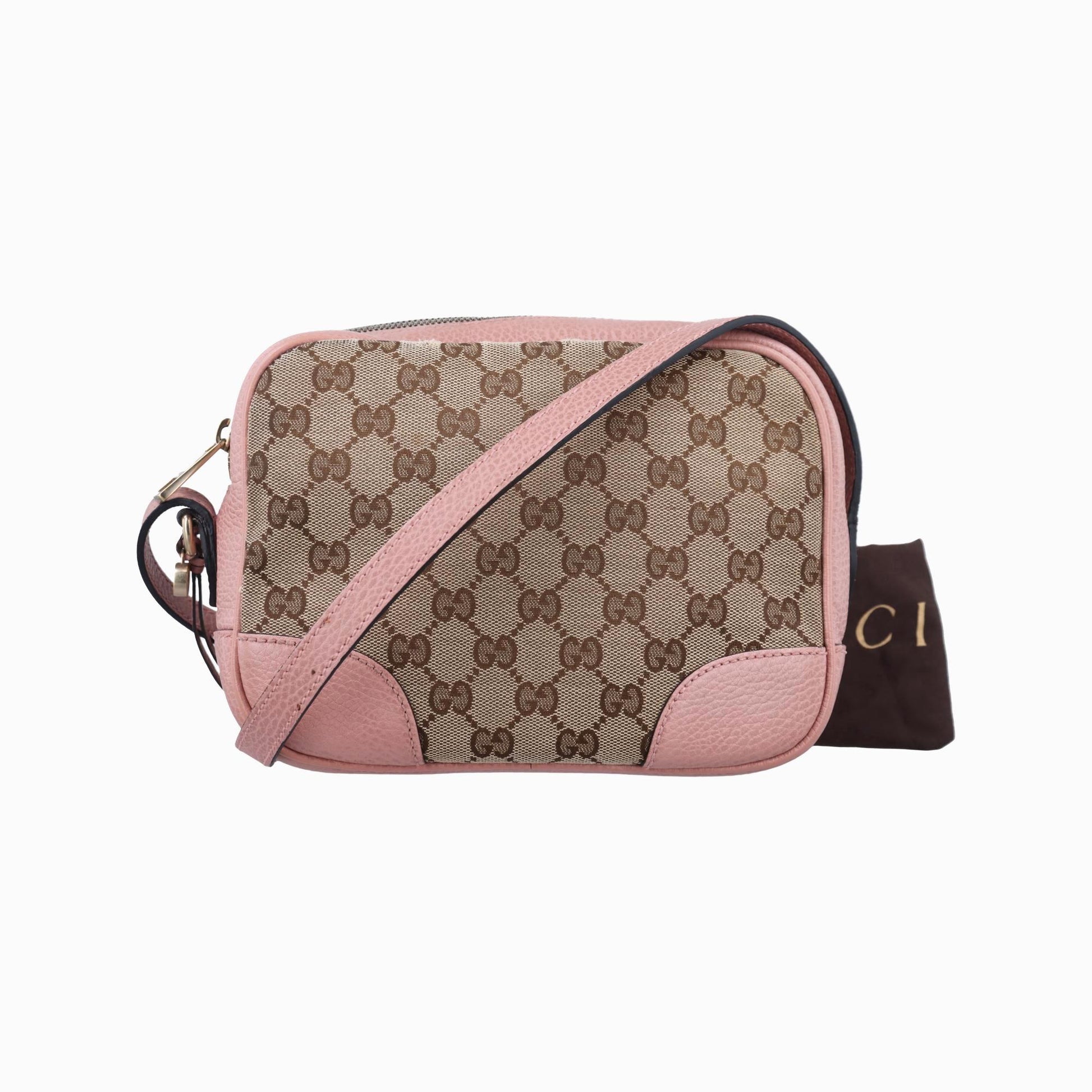 グッチ Gucci ショルダーバッグ レディース ブリー ベージュ×ピンク キャンバス×レザー 449413 B021788796