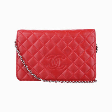 シャネル Chanel ショルダーバッグ レディース マトラッセ　ココマーク レッド ラムスキン A80113 18739432