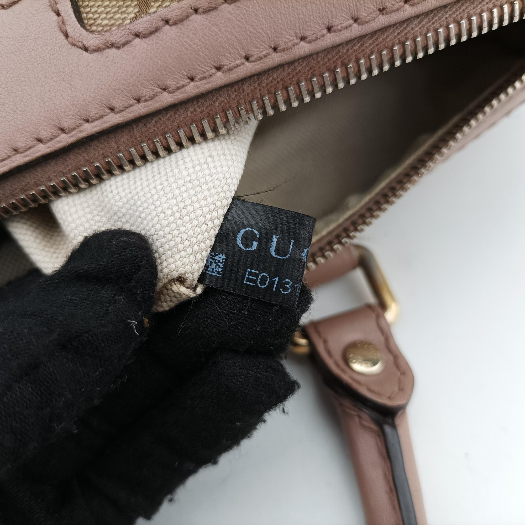 グッチ Gucci ボストンバッグ レディース シェリーライン カーキ×ピンク キャンバス×レザー 247205 E013131508