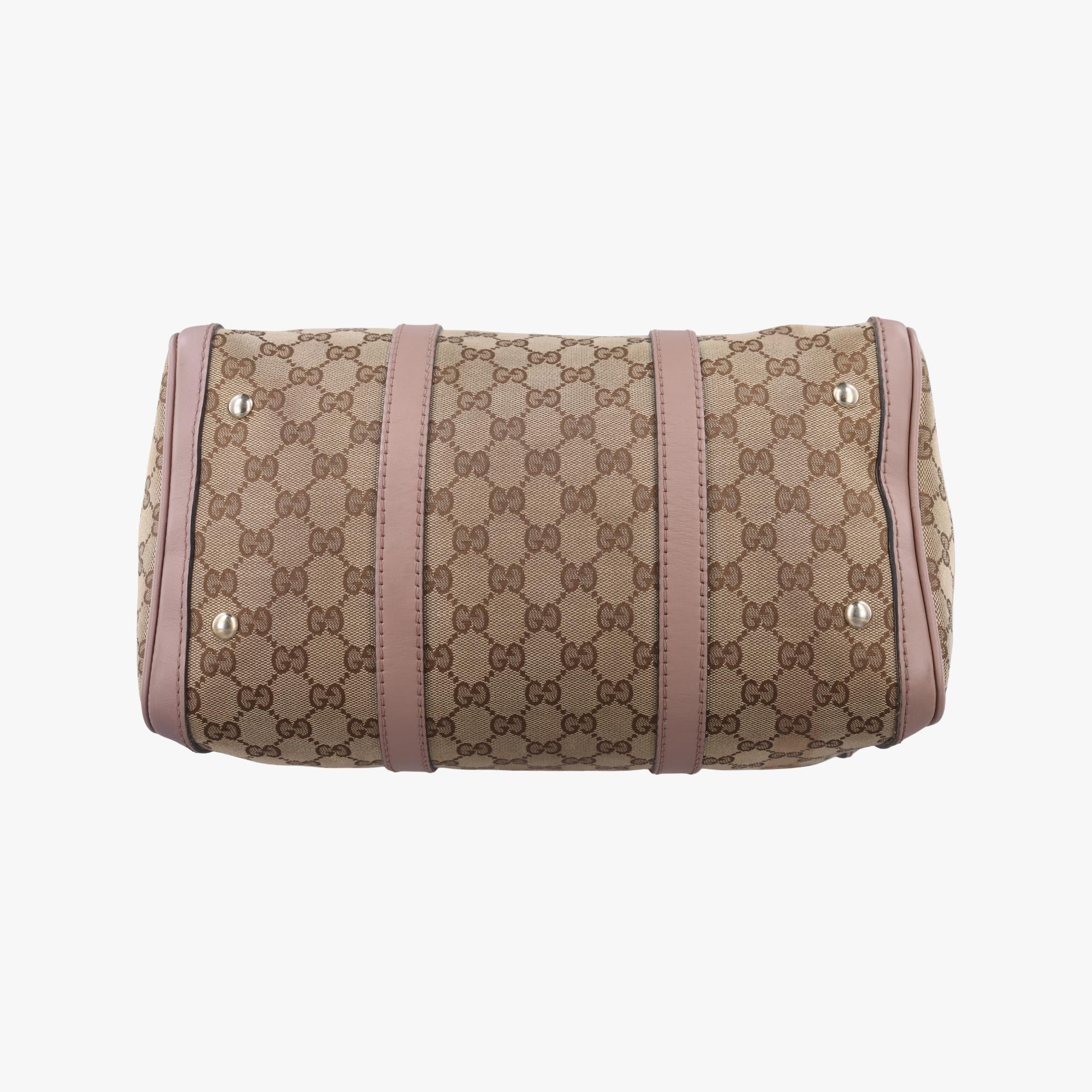 グッチ Gucci ボストンバッグ レディース シェリーライン カーキ×ピンク キャンバス×レザー 247205 E013131508