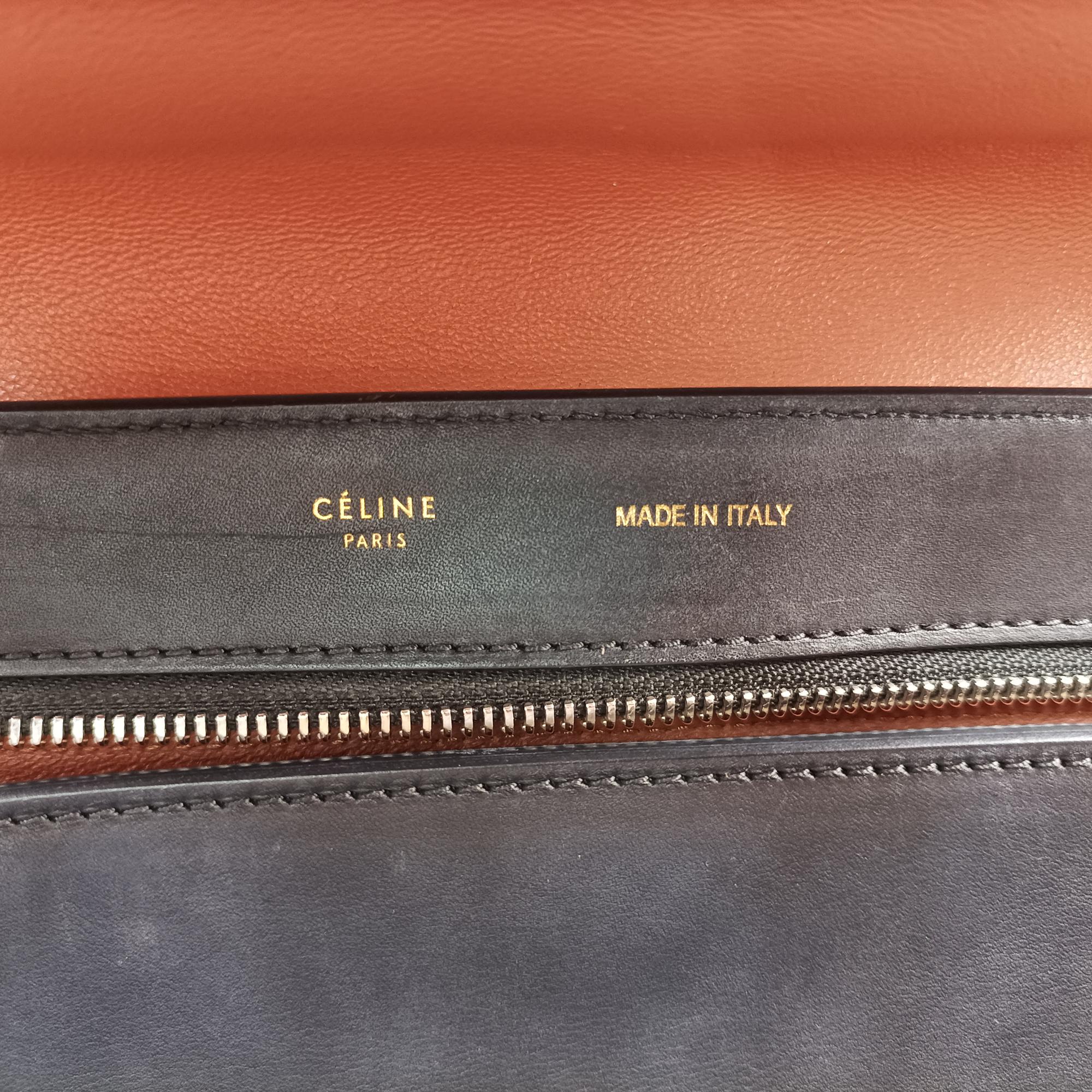 セリーヌ Celine ショルダーバッグ レディース トラペーズミディアム ブラウン×ブラック×ホワイト スエード×レザー S-CU-1102