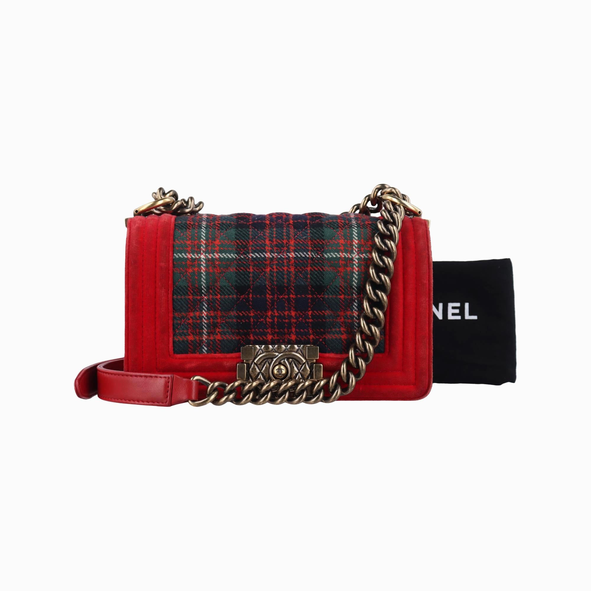 シャネル Chanel ショルダーバッグ レディース ボーイシャネル レッド×マルチカラー ファブリック×ベロア A67774 18373980