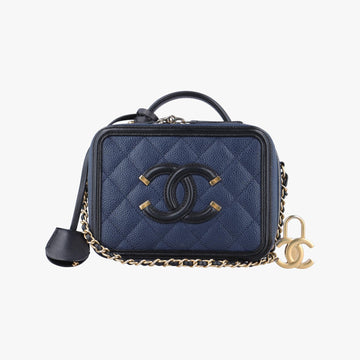 シャネル Chanel ショルダーバッグ レディース CCフィリグリー　マトラッセ ブルー×ブラック キャビアスキン A93342 23985535