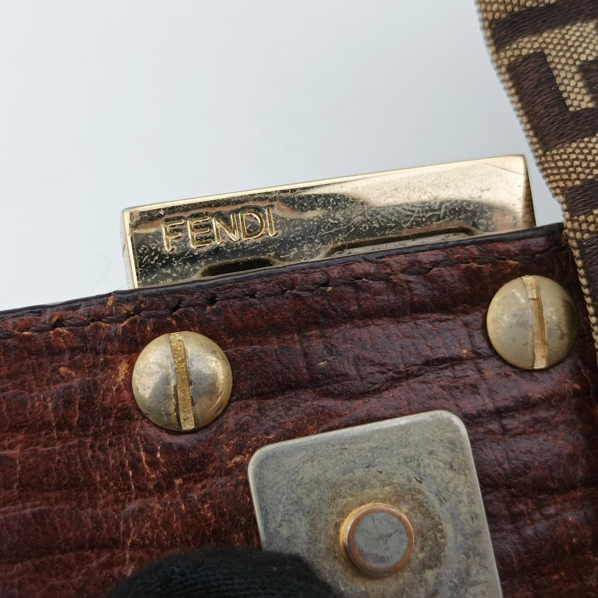 フェンディ Fendi ショルダーバッグ レディース ズッキーノ柄 ブラウン キャンバス×レザー 2228 8BT075-TN9 078