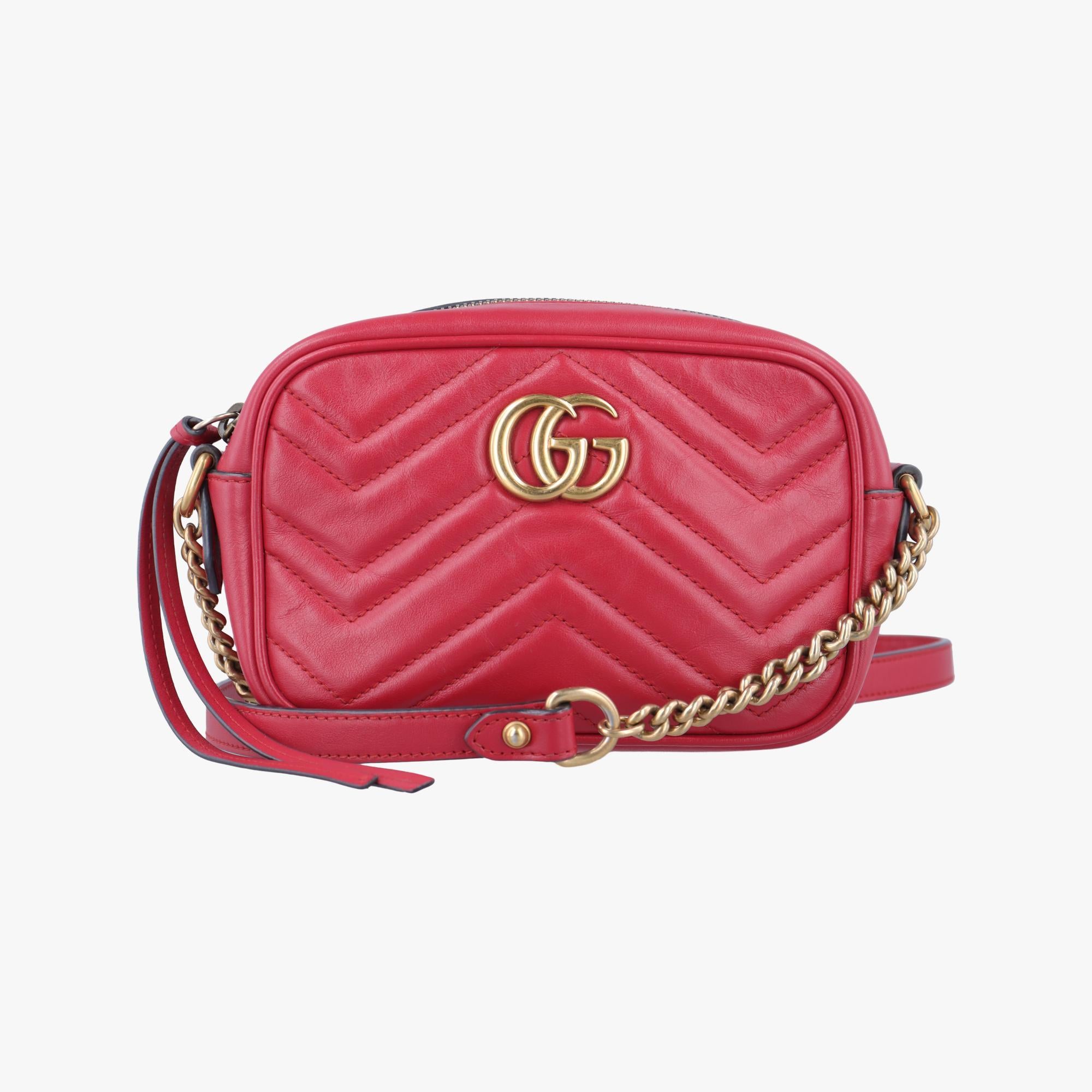 グッチ Gucci ショルダーバッグ レディース GGマーモント レッド レザー 448065 I024131542