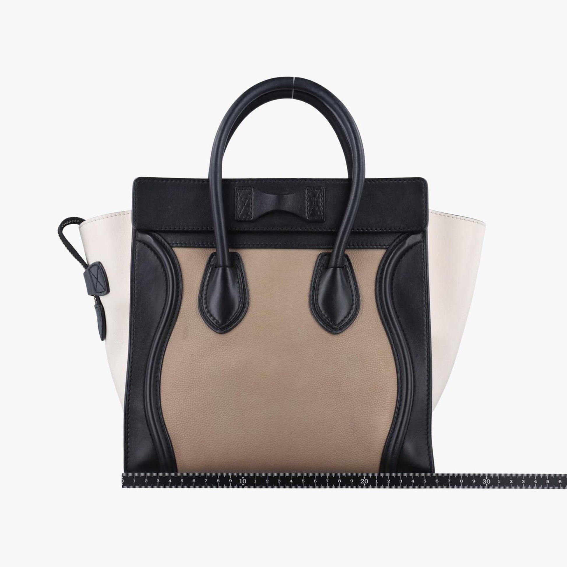 セリーヌ Celine ハンドバッグ レディース ラゲージマイクロショッパー アイボリー×ブラック×カーキ レザー U-ZP-0113