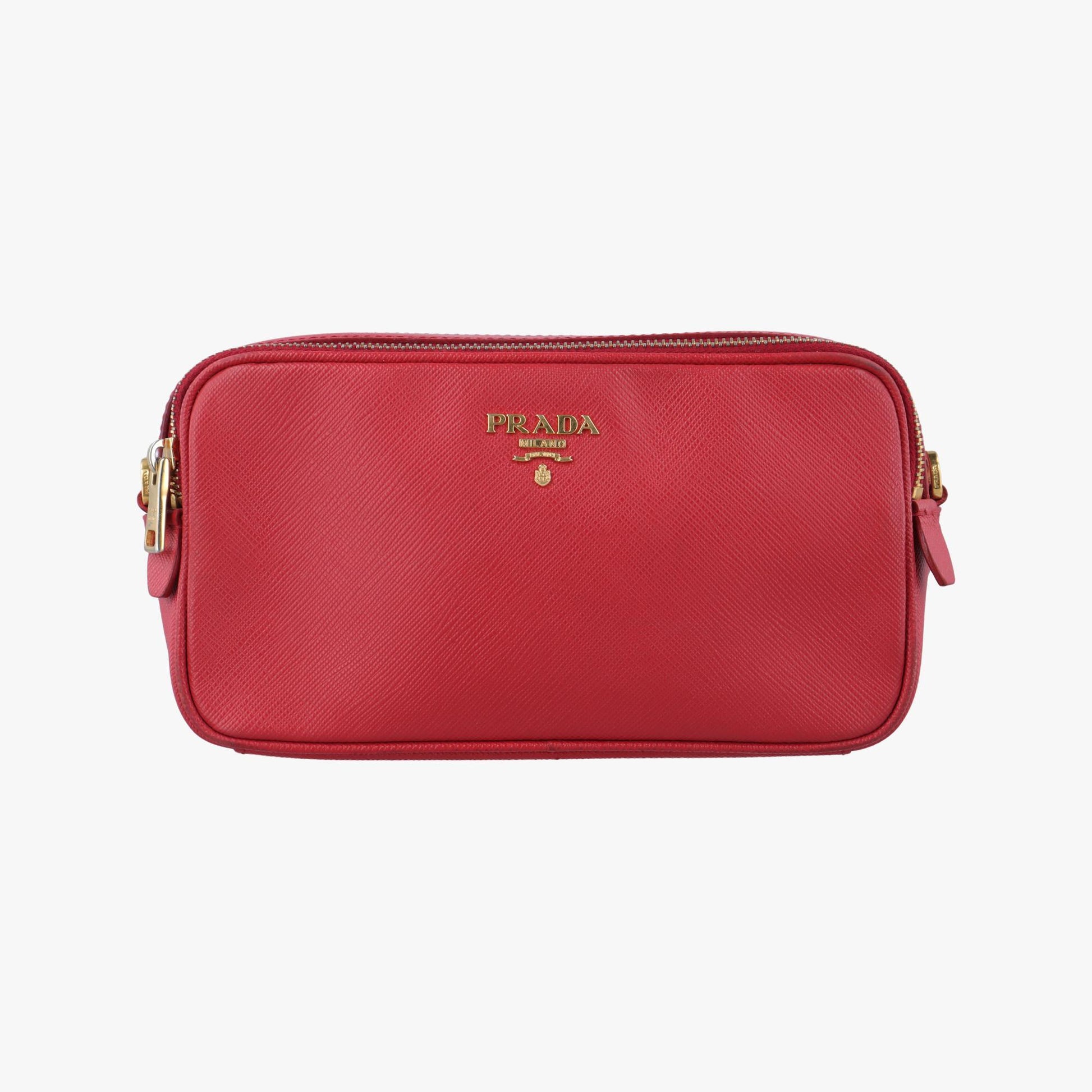 プラダ Prada ショルダーバッグ レディース ダブルジップ レッド サフィアーノレザー 1NF002 7/D