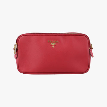 プラダ Prada ショルダーバッグ レディース ダブルジップ レッド サフィアーノレザー 1NF002 7/D