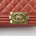 シャネル Chanel ショルダーバッグ レディース ボーイシャネル オレンジ キャビアスキン A67086 20154295