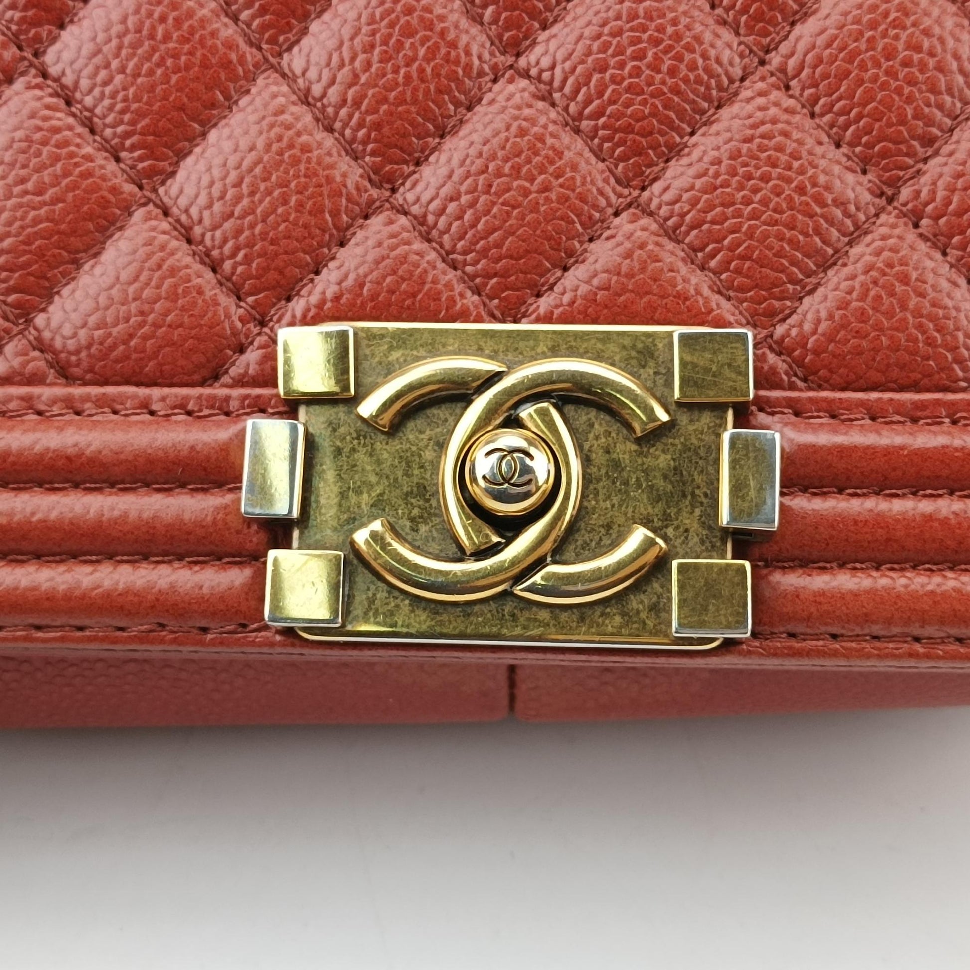 シャネル Chanel ショルダーバッグ レディース ボーイシャネル オレンジ キャビアスキン A67086 20154295