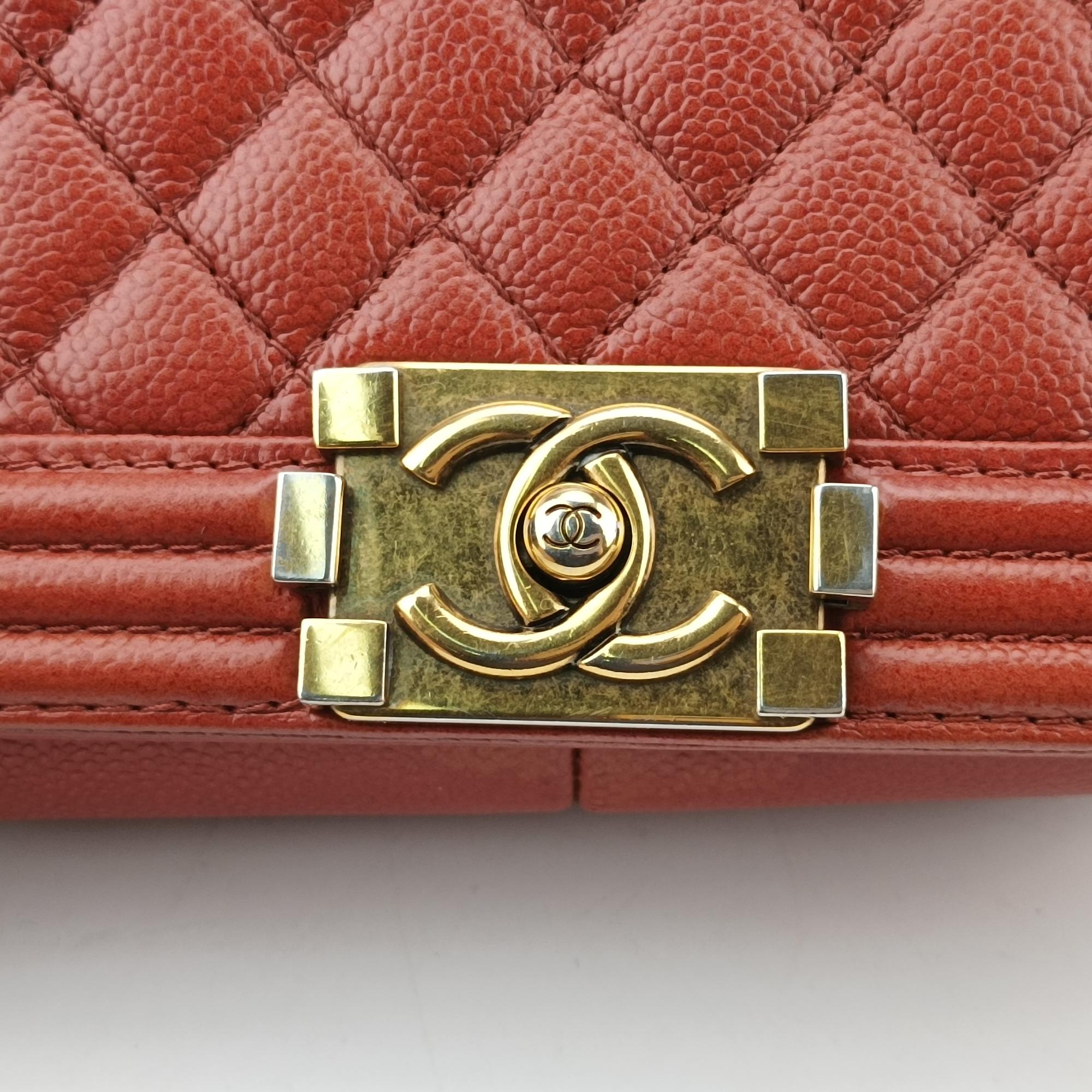 シャネル Chanel ショルダーバッグ レディース ボーイシャネル オレンジ キャビアスキン A67086 20154295