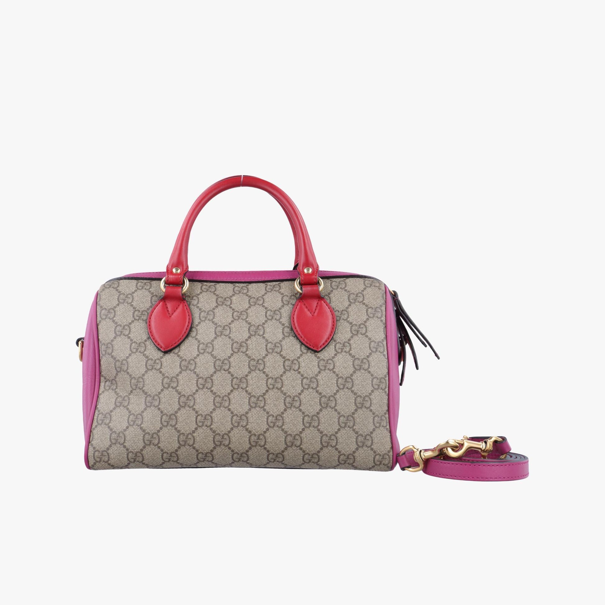 グッチ Gucci ボストンバッグ レディース GGスプリーム ベージュ xレッド xピンク PVCコーティングキャンバス×レザー 409529 I019161256