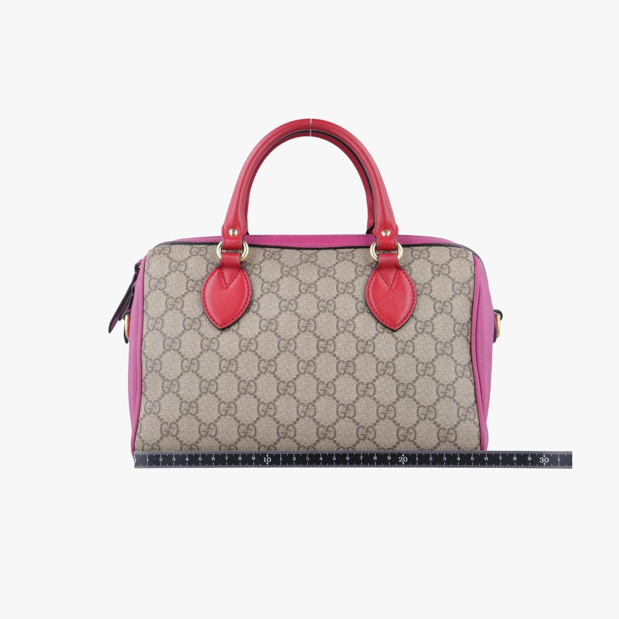 グッチ Gucci ボストンバッグ レディース GGスプリーム ベージュ xレッド xピンク PVCコーティングキャンバス×レザー 409529 I019161256