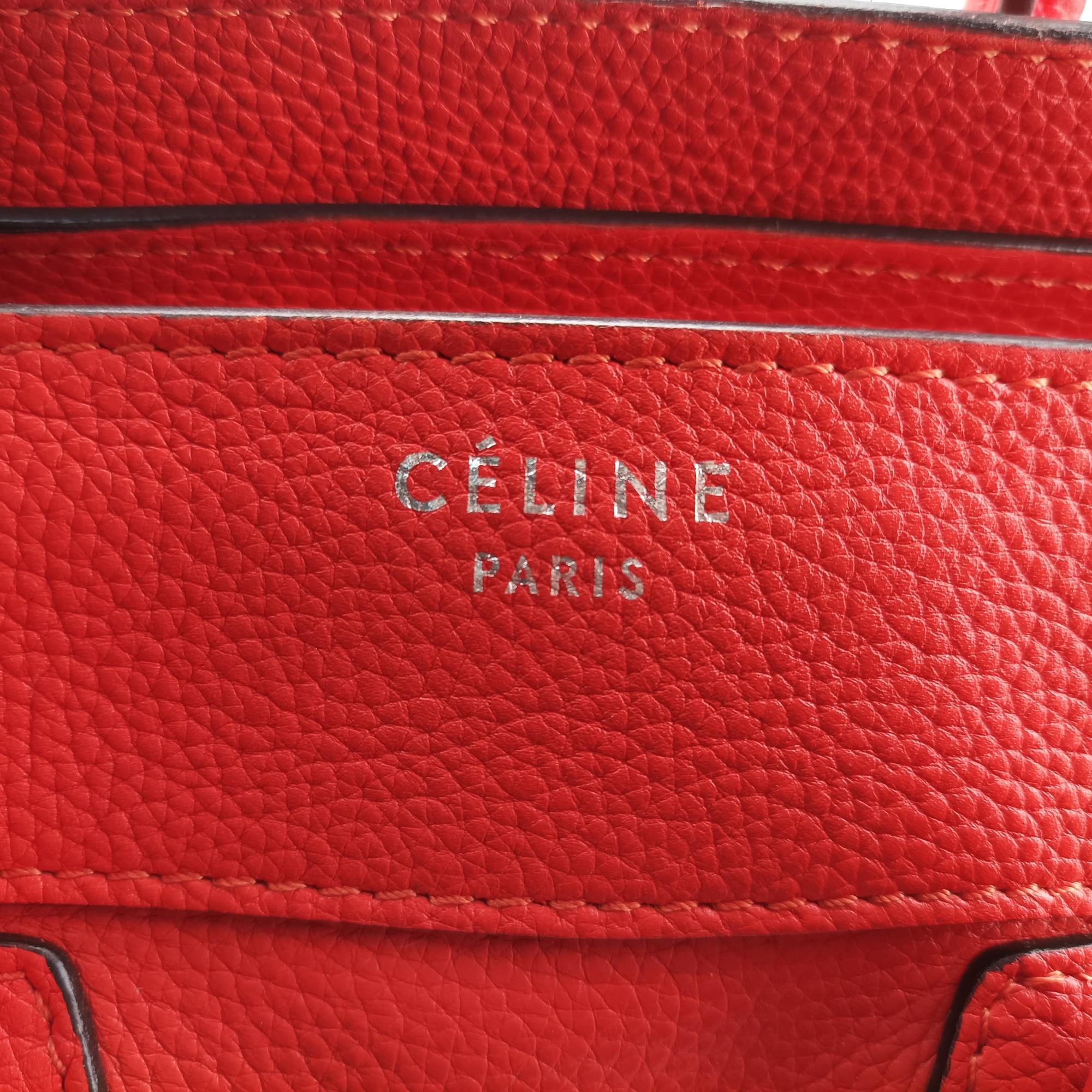 セリーヌ Celine ハンドバッグ レディース ラゲージマイクロショッパー オレンジ レザー S-AT-0162 S-PA-0172