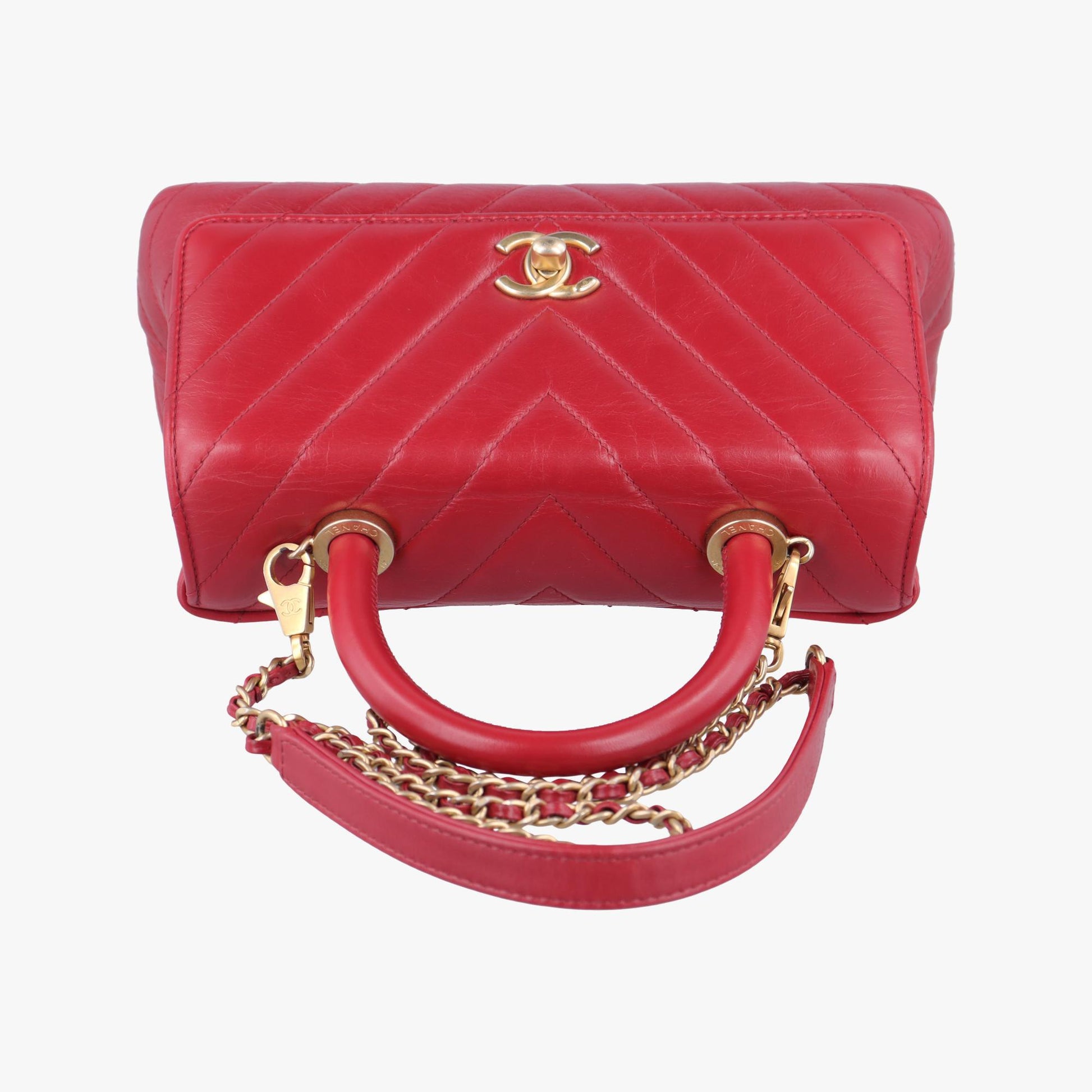 シャネル Chanel ショルダーバッグ レディース ココハンドル　Vステッチ(シェブロン) レッド ラムスキン A92990 24444117