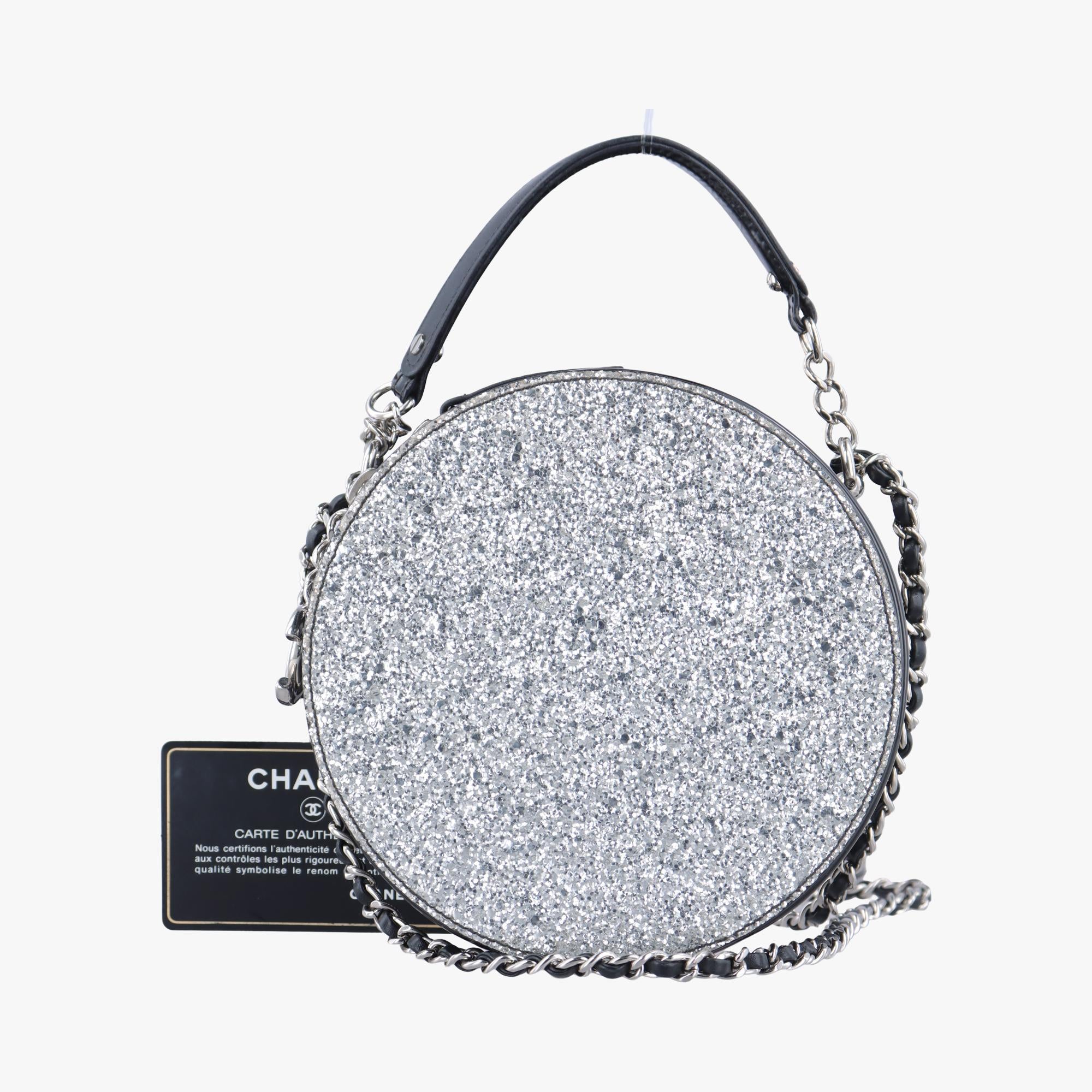 シャネル Chanel ショルダーバッグ レディース メタリックラウンドチェーン シルバー×ブラック パテント A91990 24933640