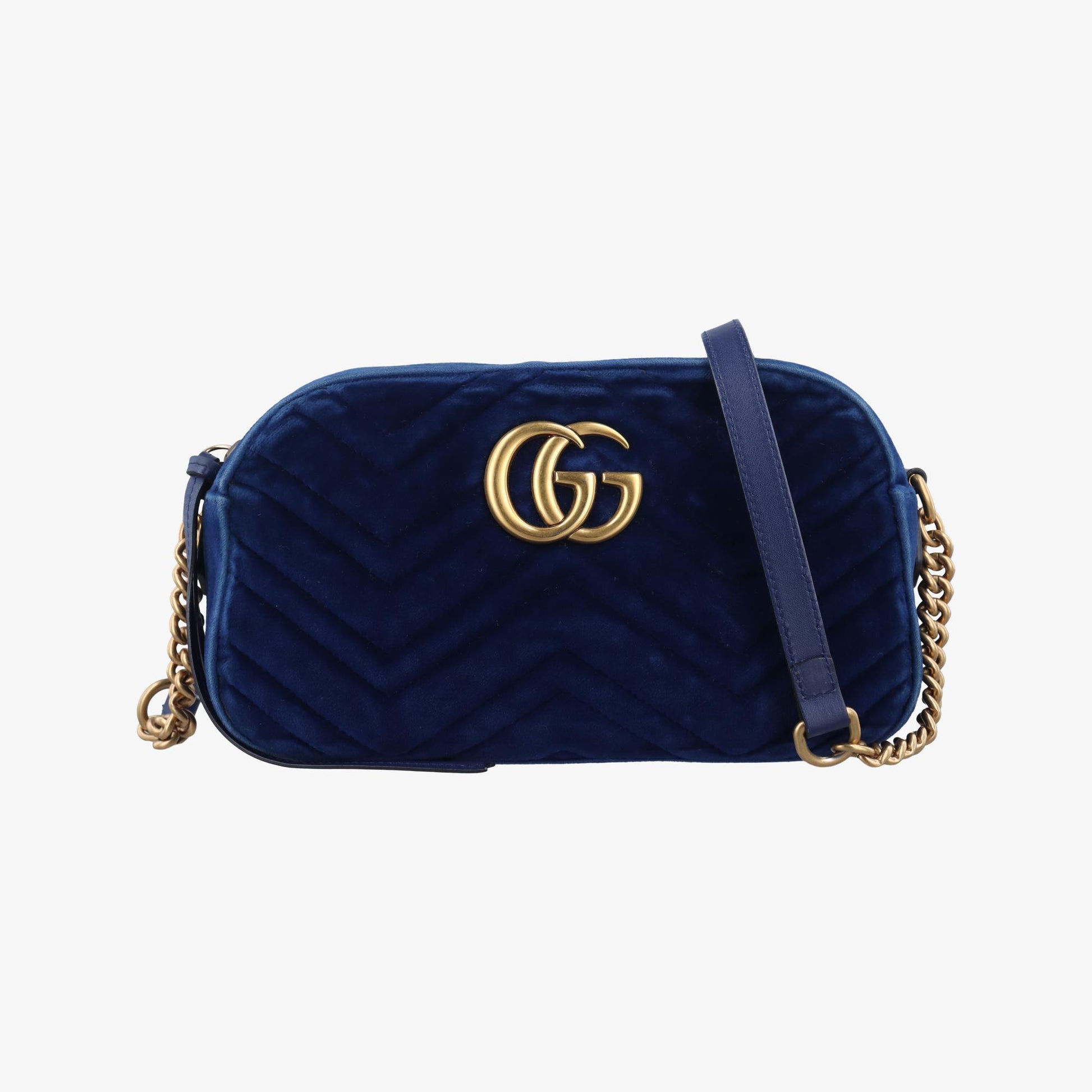 グッチ Gucci ショルダーバッグ レディース GGマーモント ブルー ベロア 447632 G024258148