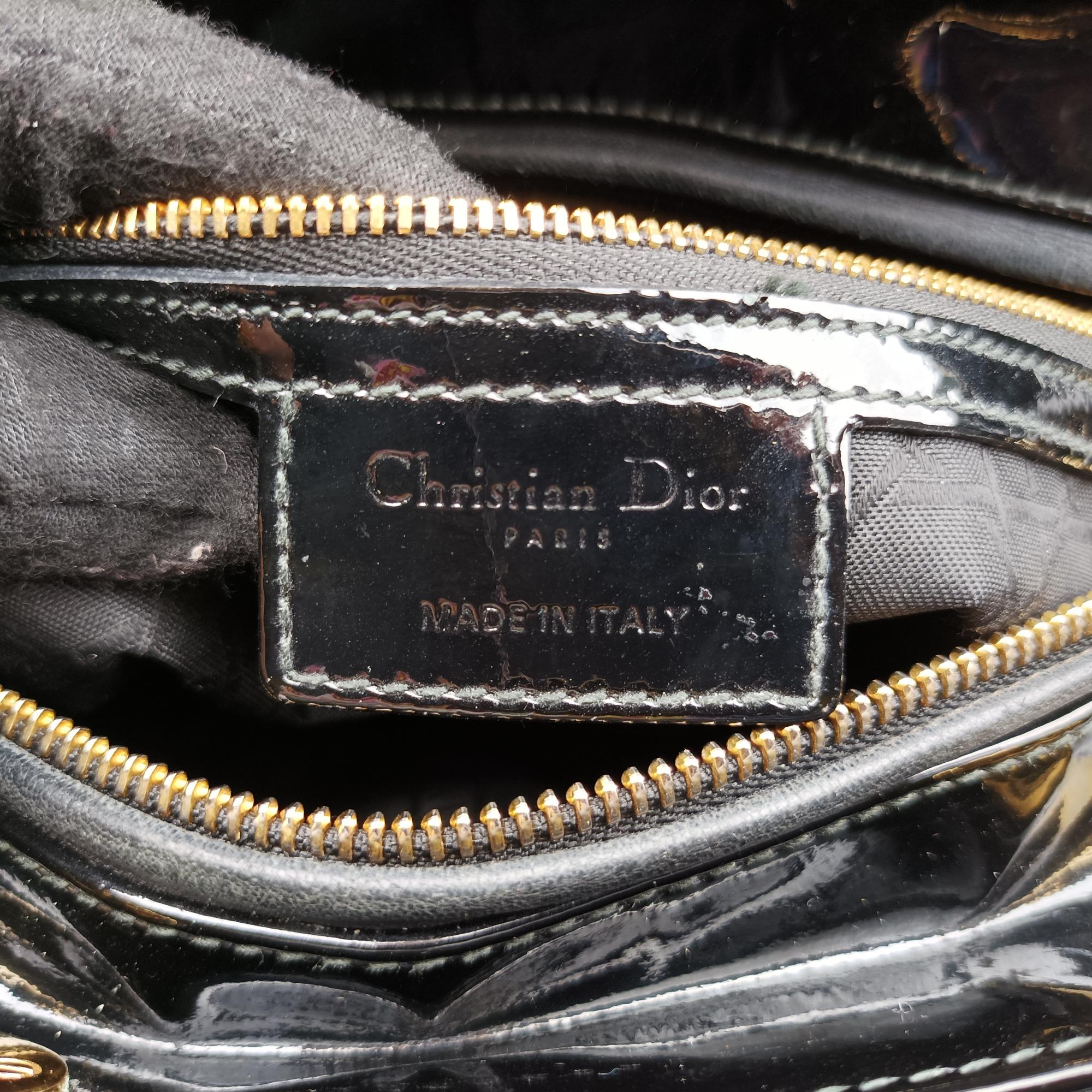 クリスチャンディオール Christian Dior ショルダーバッグ レディース レディディオール ブラック パテント 01-BO-0166