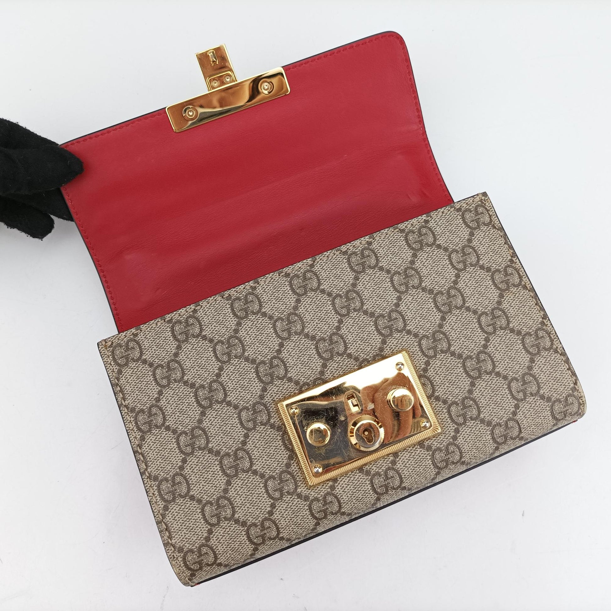 グッチ Gucci ショルダーバッグ レディース パドロック ベージュ×レッド×ピンク PVCコーティングキャンバス×レザー 409487 B019223745