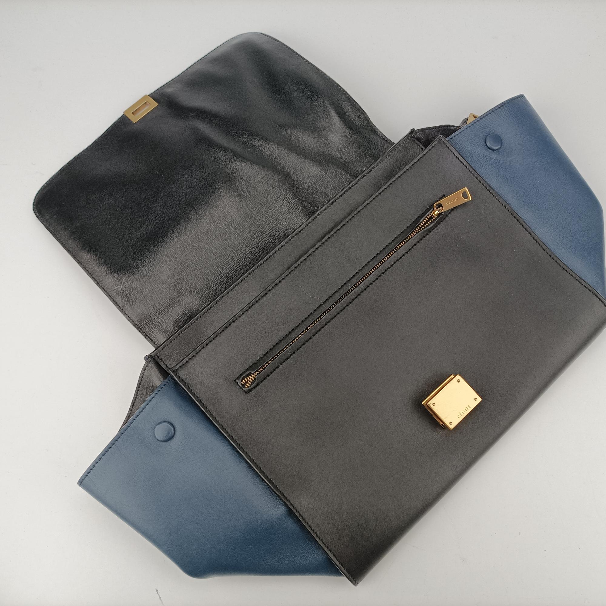 セリーヌ Celine ショルダーバッグ レディース トラペーズミディアム ブラック スエード×レザー S-GC-1121