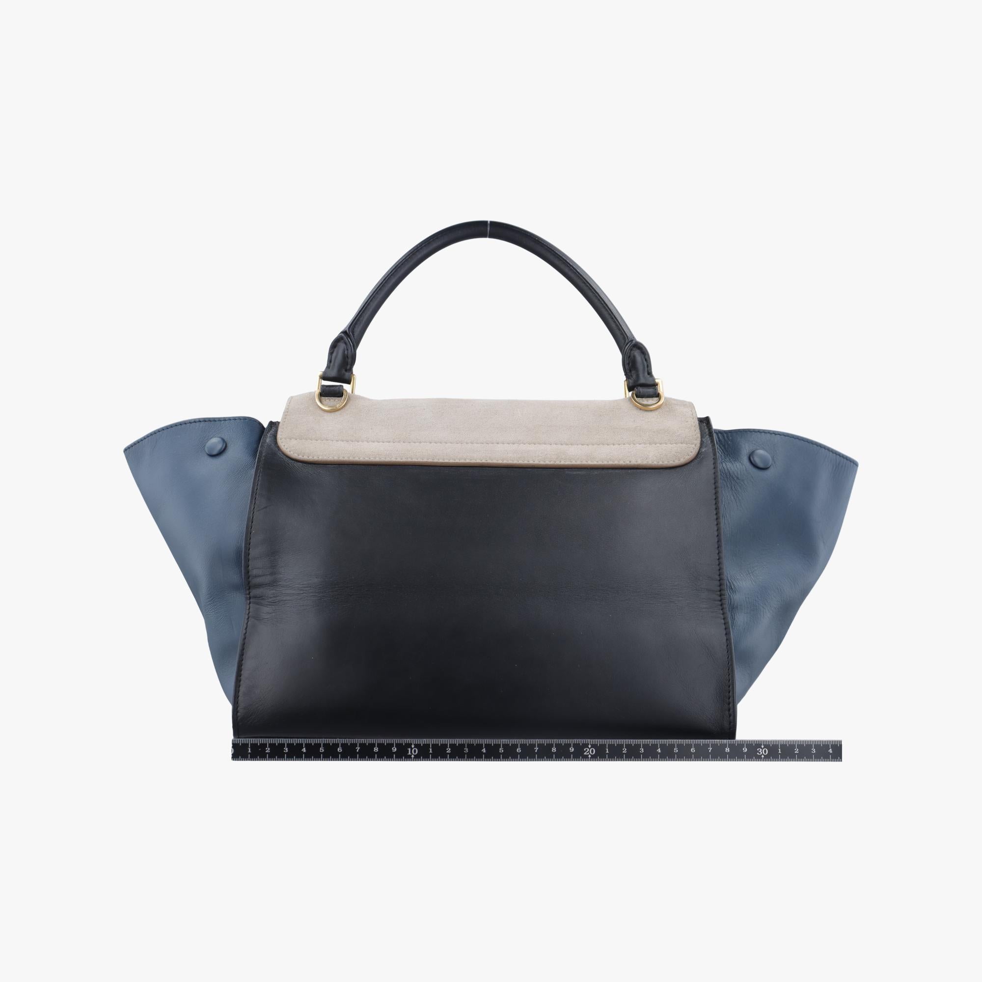 セリーヌ Celine ショルダーバッグ レディース トラペーズミディアム ブラック スエード×レザー S-GC-1121