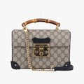 グッチ Gucci ショルダーバッグ レディース GGスプリーム　バンブー　パドロック グレー PVCコーティングキャンバス×レザー 603221 B032322563