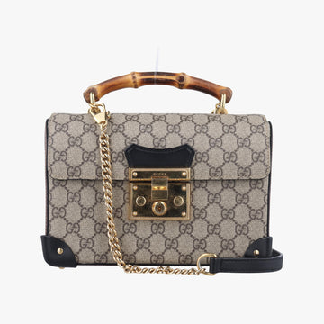 グッチ Gucci ショルダーバッグ レディース GGスプリーム　バンブー　パドロック グレー PVCコーティングキャンバス×レザー 603221 B032322563