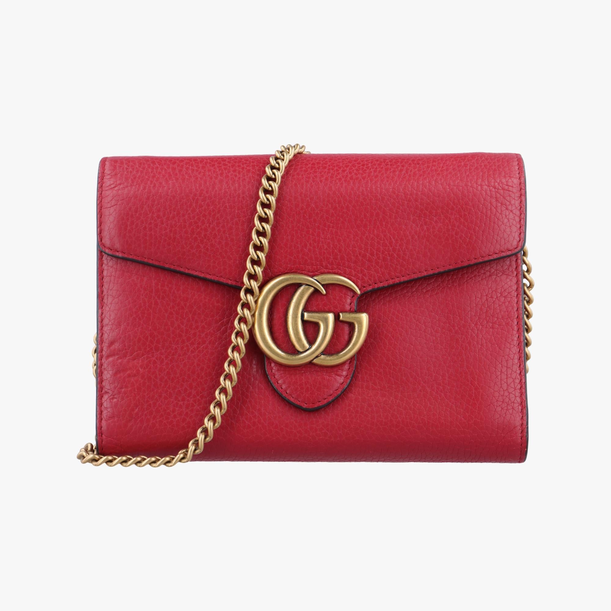 グッチ Gucci ショルダーバッグ レディース GGマーモント レッド レザー 401232