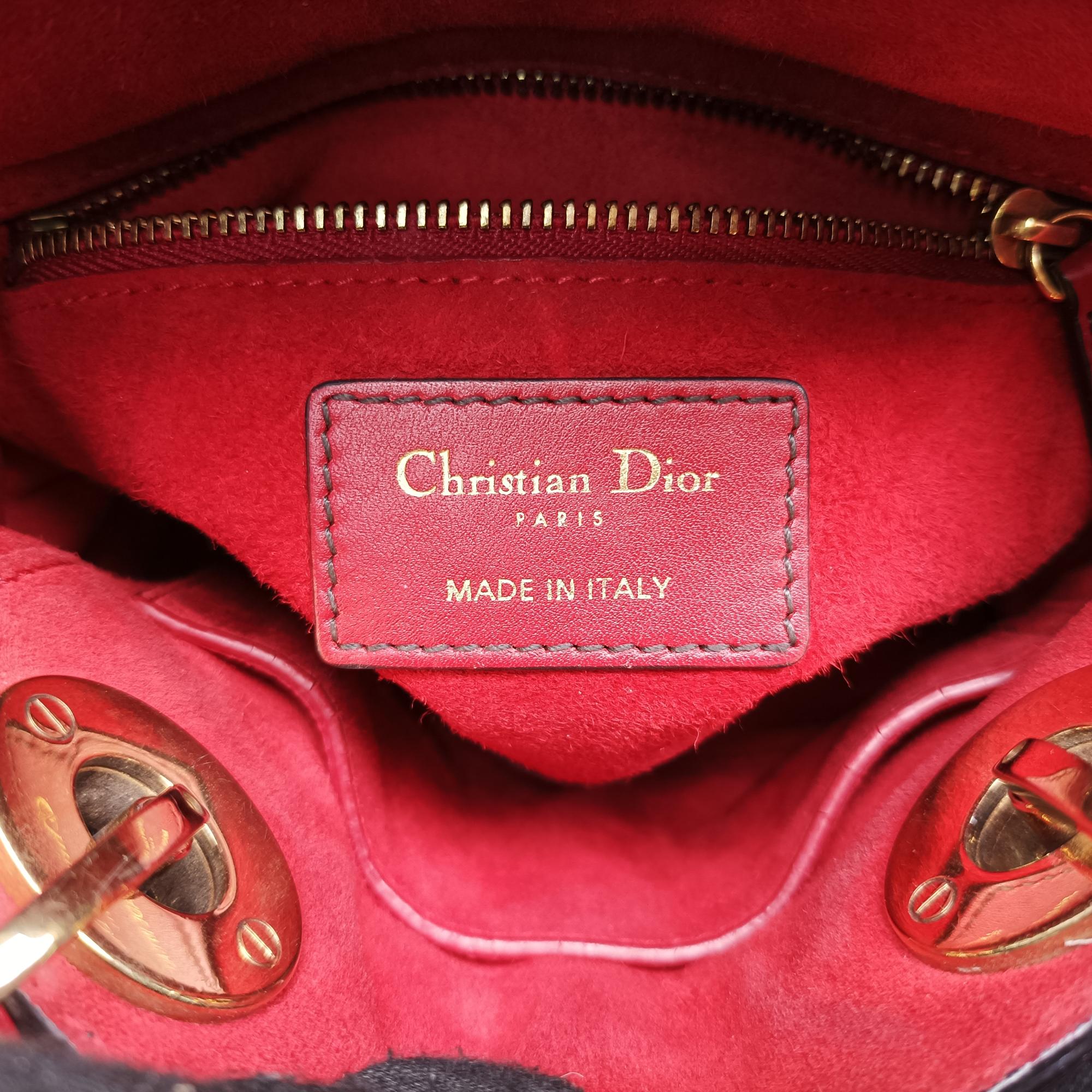 クリスチャンディオール Christian Dior ショルダーバッグ レディース レディディオール レッド ラムスキン 04-MA-0177