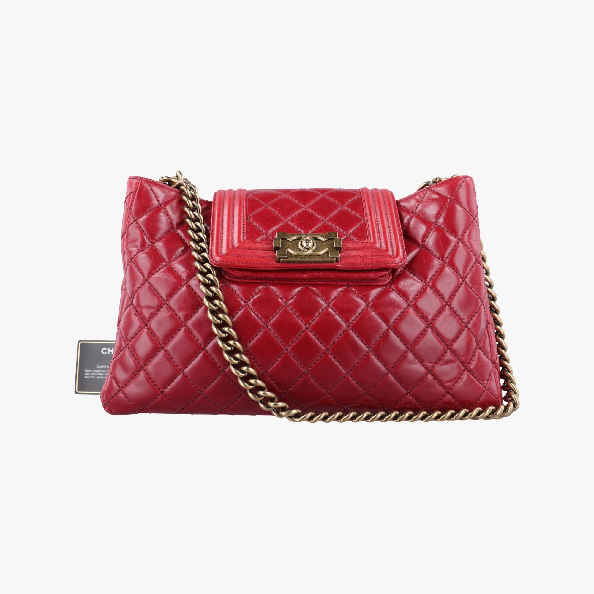 シャネル Chanel ショルダーバッグ レディース ボーイチェーントート レッド レザー A67648 17753740