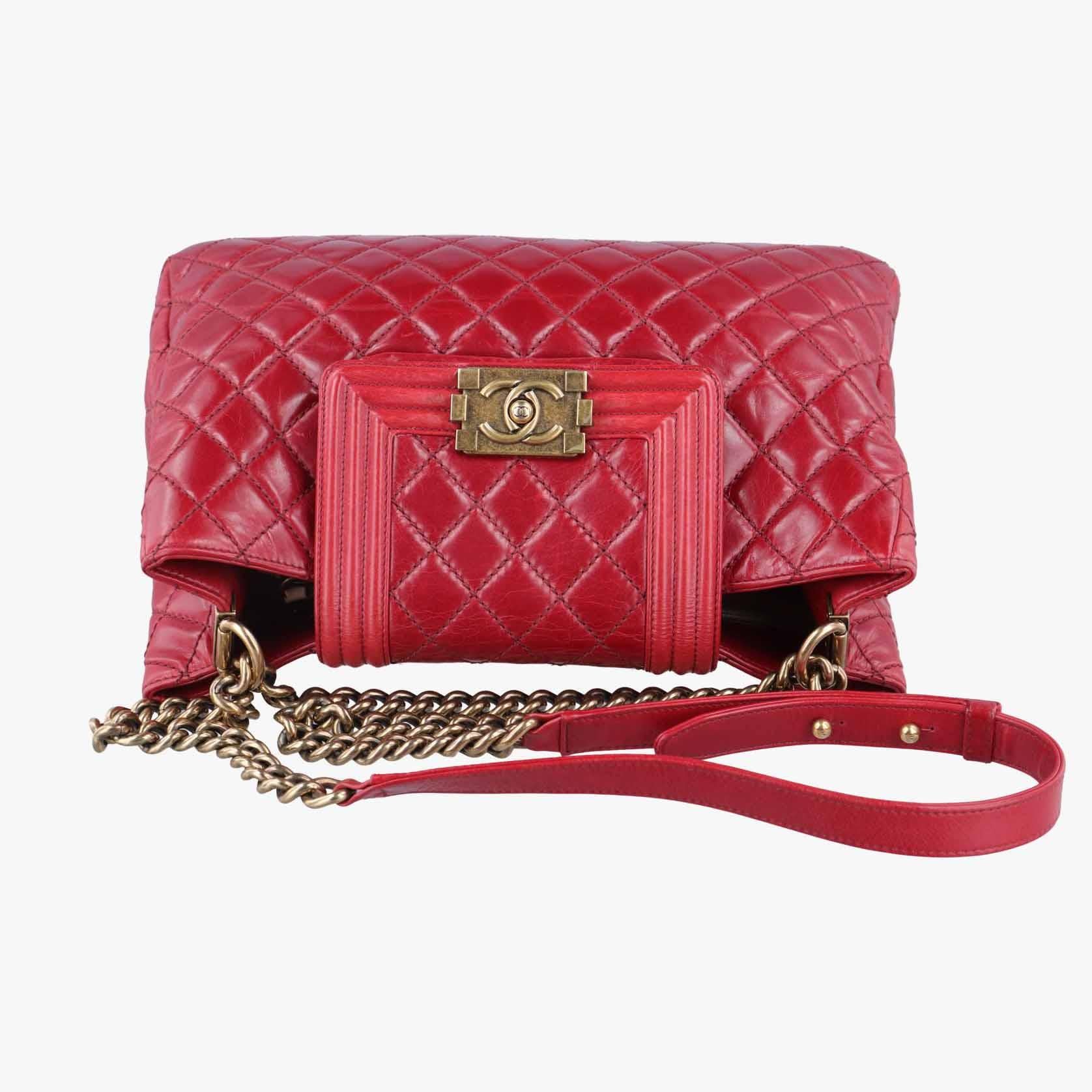 シャネル Chanel ショルダーバッグ レディース ボーイチェーントート レッド レザー A67648 17753740