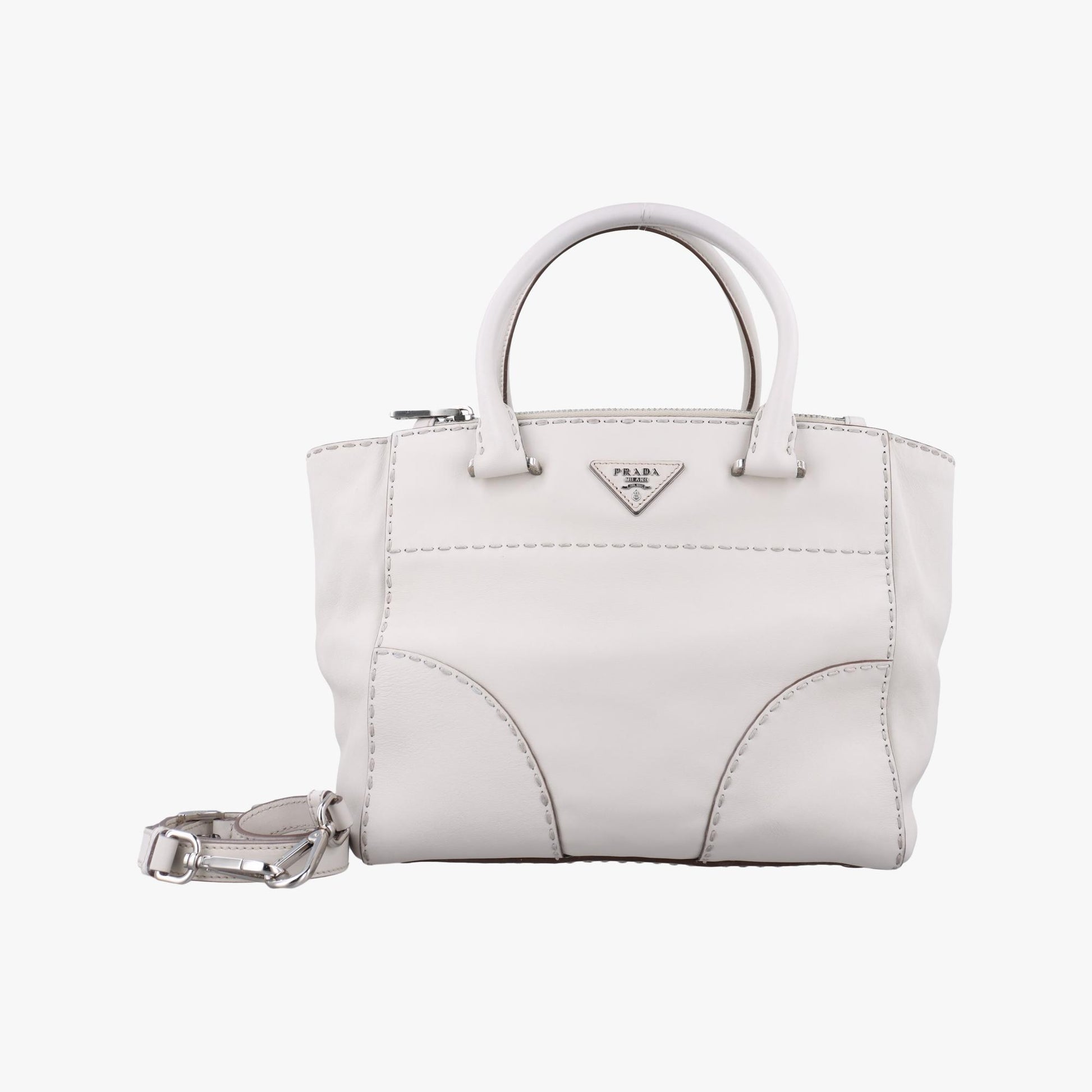 プラダ Prada ショルダーバッグ レディース タルコ シティ カーフ ツイン ポケット ホワイト レザー B2861K 7/E