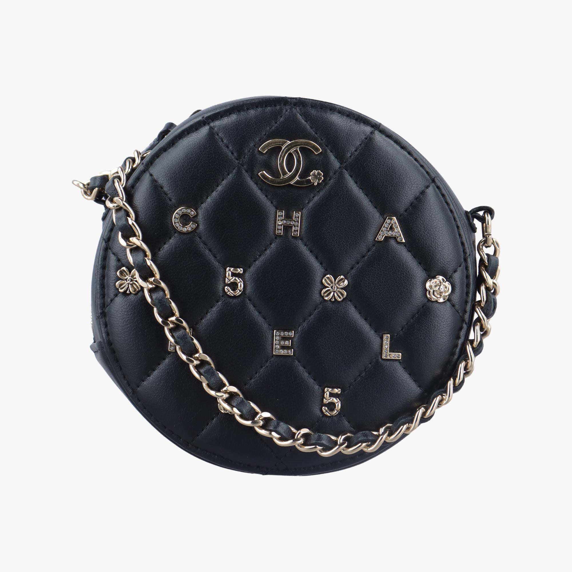 シャネル Chanel ショルダーバッグ レディース ラッキー チャーム ラインストーン ラウンド ブラック ラムスキン AP1580 30182792