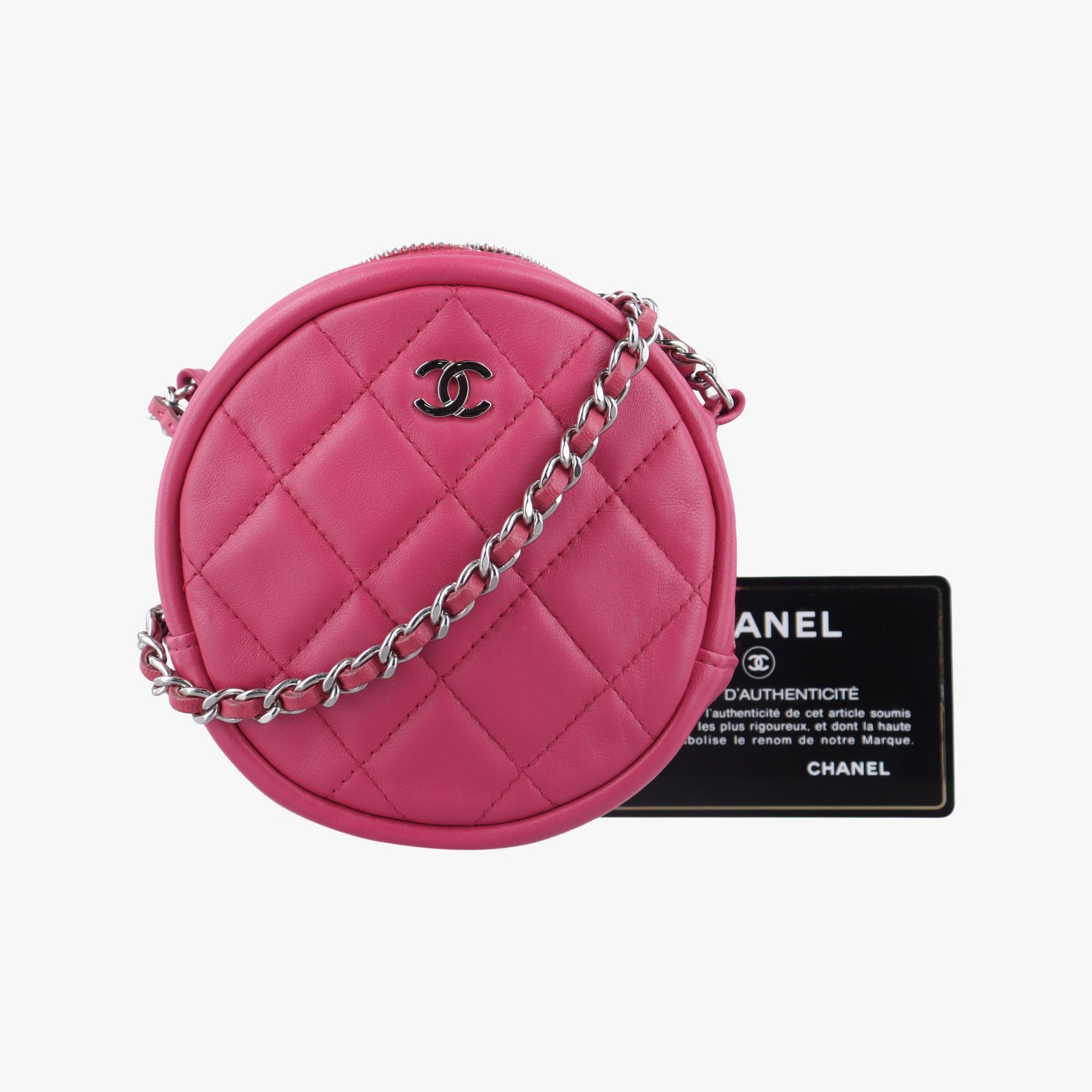 シャネル Chanel ショルダーバッグ レディース マトラッセ ラウンド ローズ レッド ラムスキン A70657 26364065