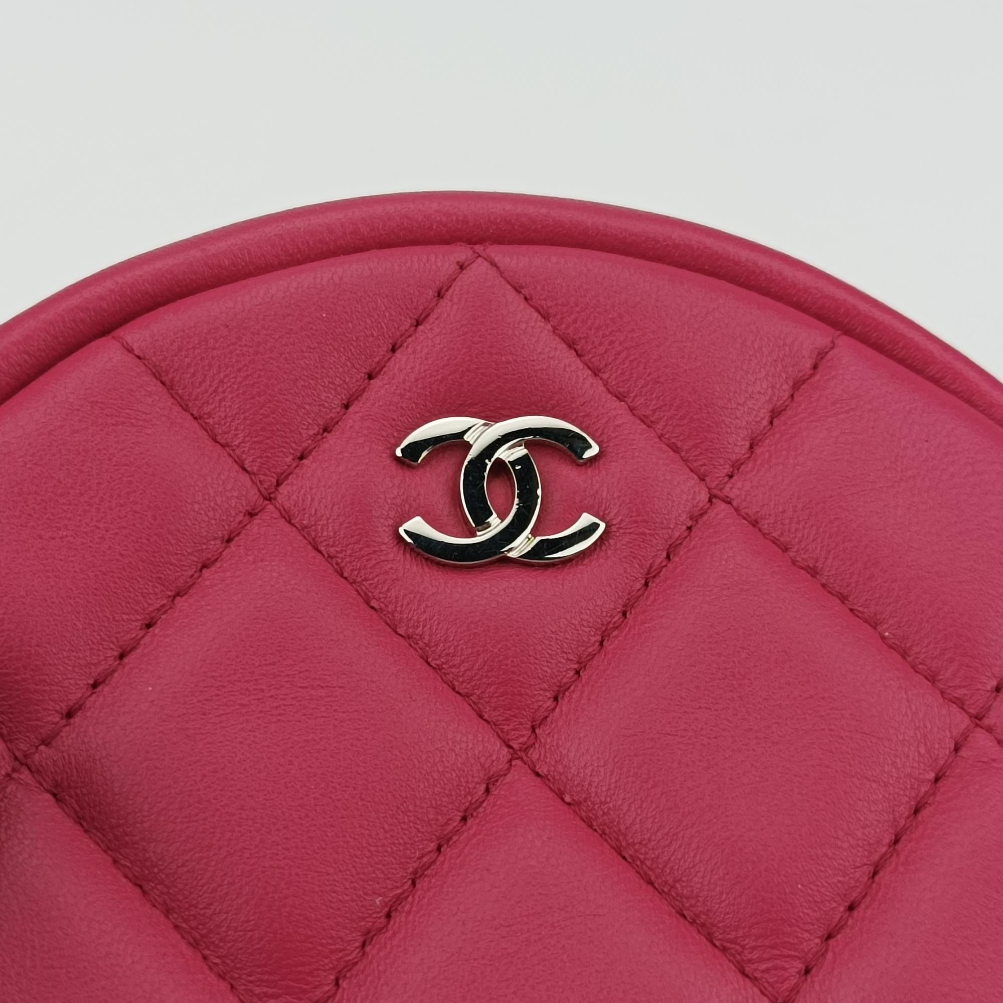 シャネル Chanel ショルダーバッグ レディース マトラッセ ラウンド ローズ レッド ラムスキン A70657 26364065