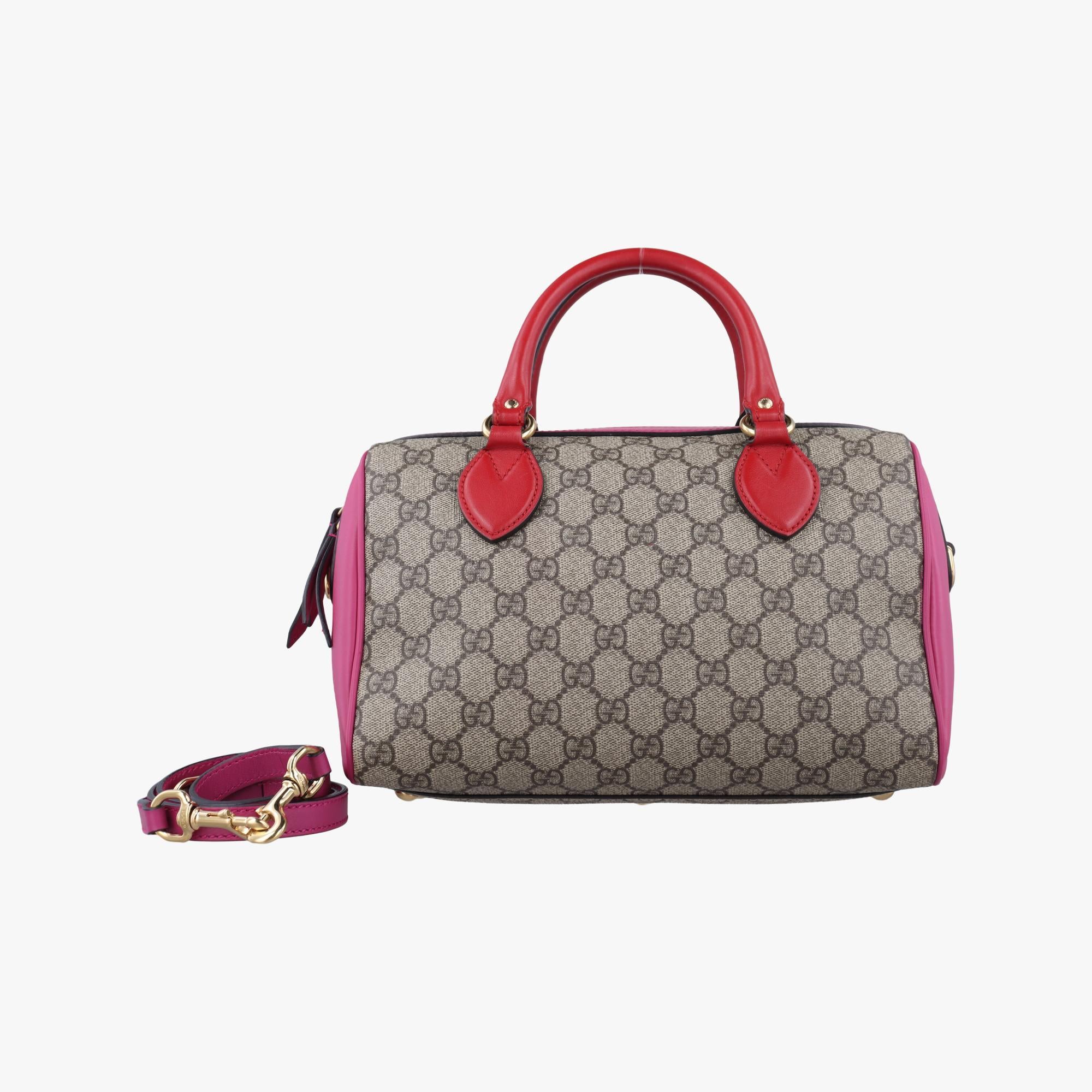 グッチ Gucci ボストンバッグ レディース GGスプリーム グレー PVCコーティングキャンバス×レザー 409529 E020052688