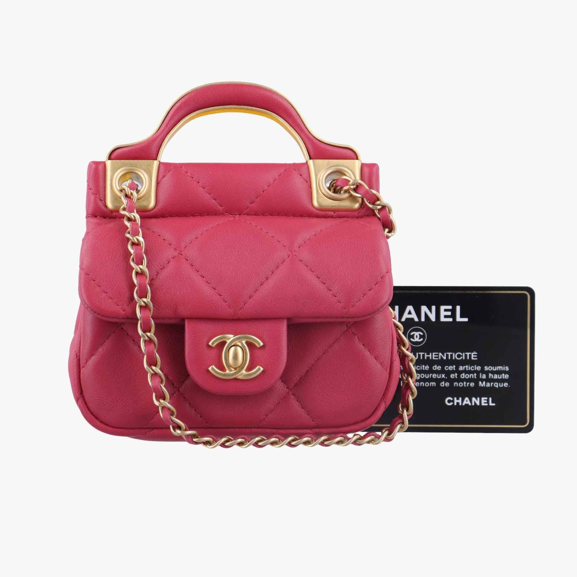 シャネル Chanel ショルダーバッグ レディース レディ ハンドル フラップ カード ホルダー ローズ レッド ラムスキン AP2271 31500062